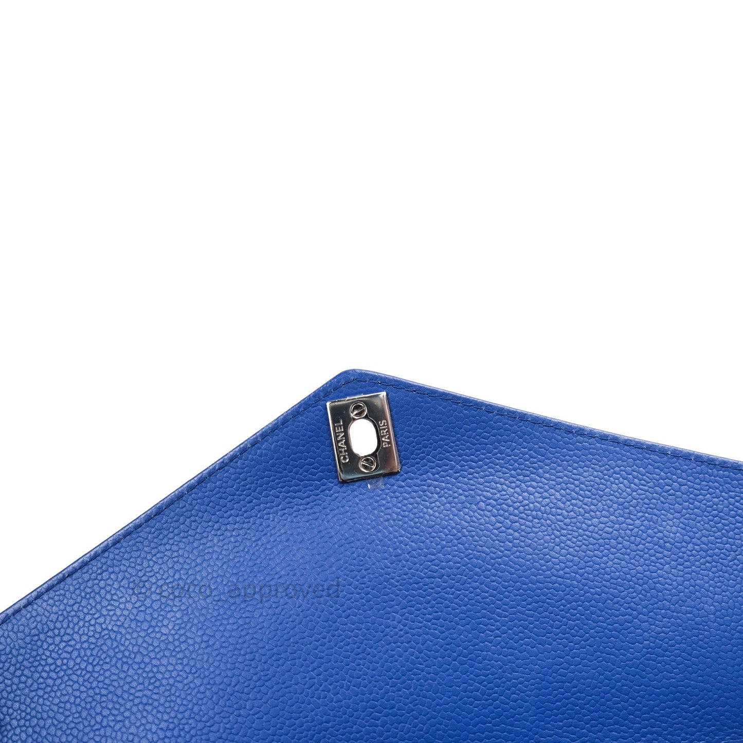 Chanel Chevron Quilted Medium Blue Grained Calfskin Silver Hardware