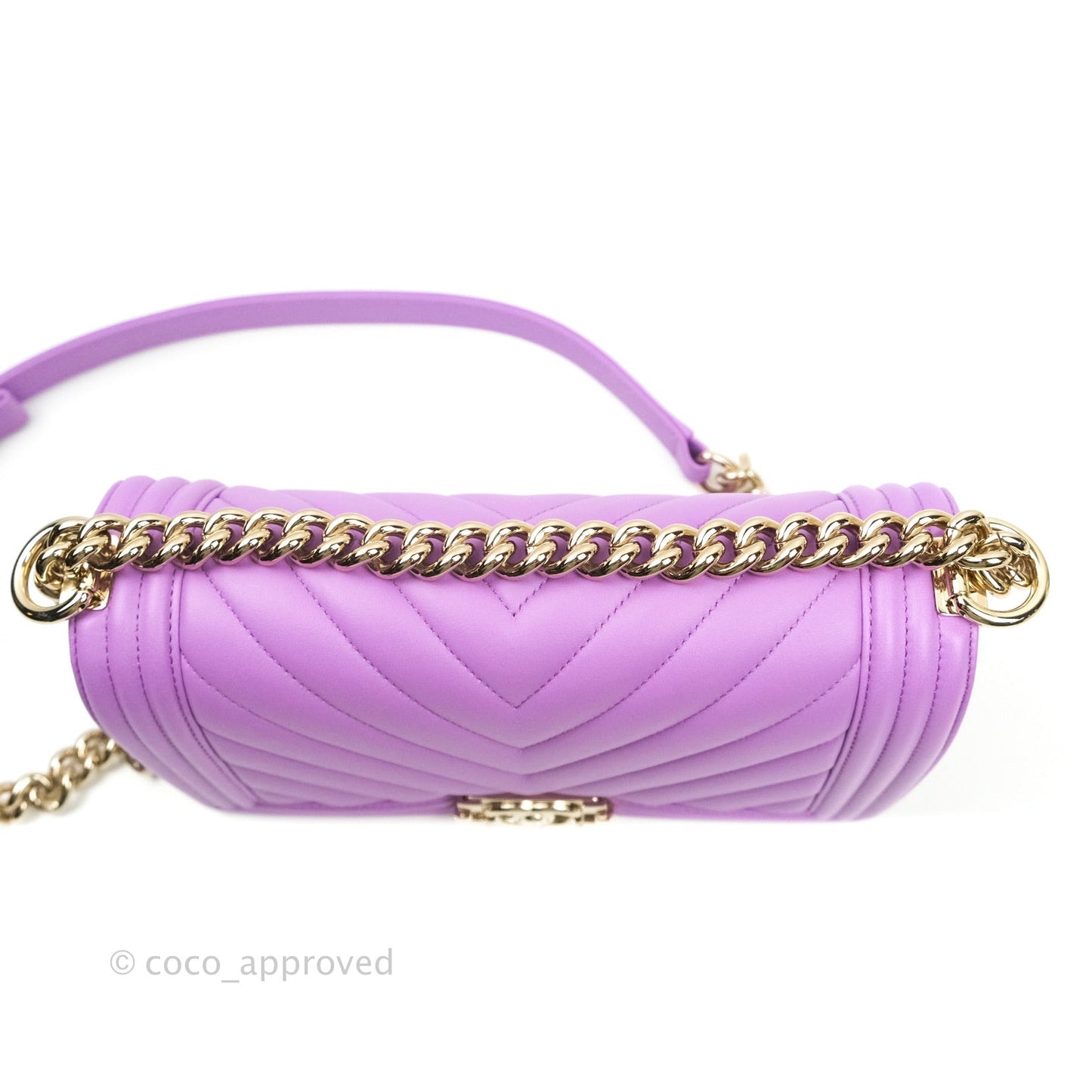 Chanel Boy Chevron Medium Purple Calfskin Gold Hardware