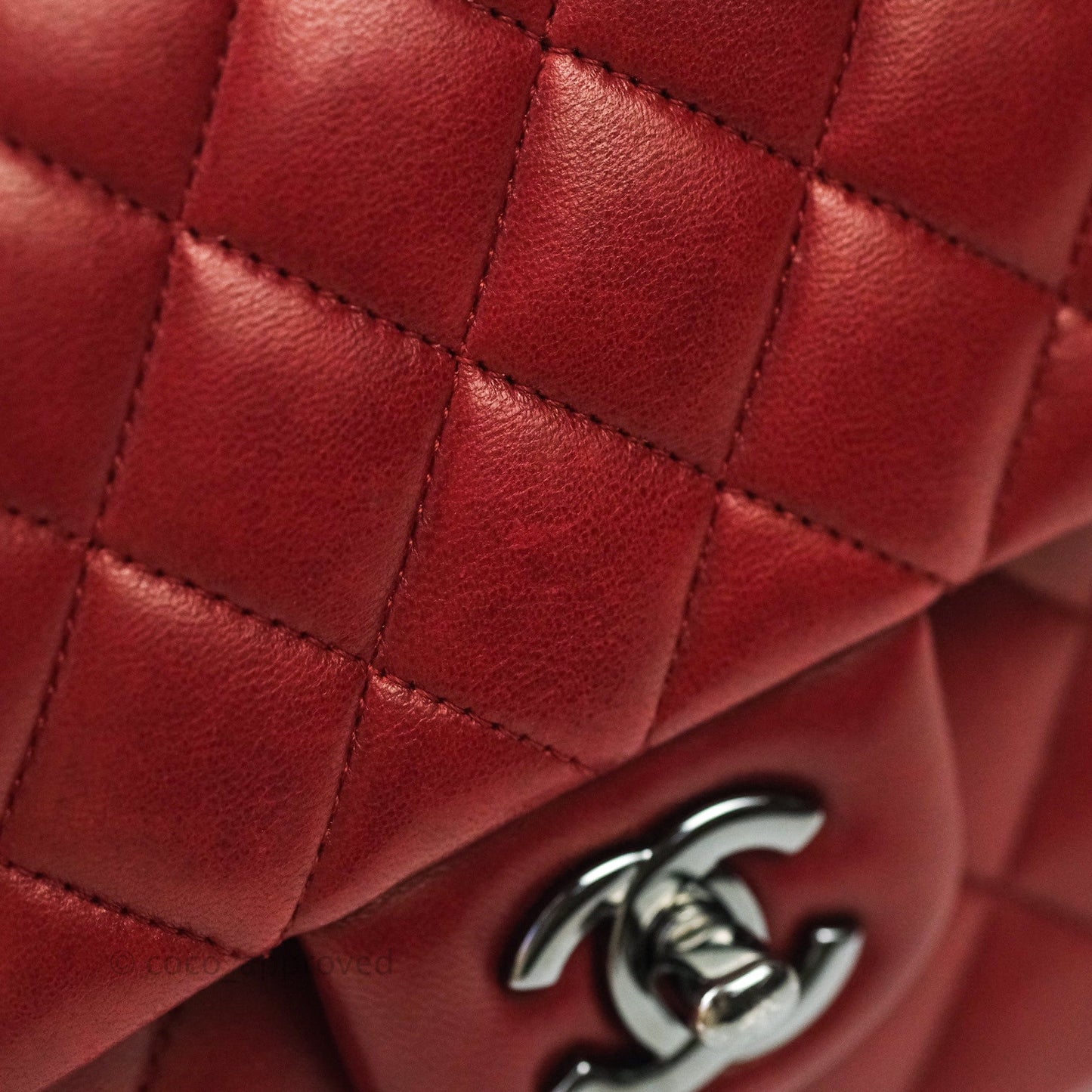Chanel Classic M/L Medium Double Flap Dark Red Lambskin Gunmetal Hardware