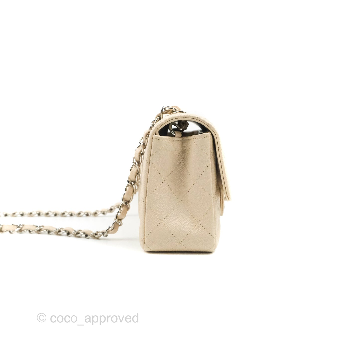 Chanel Quilted Mini Rectangular Ivory Caviar Silver Hardware