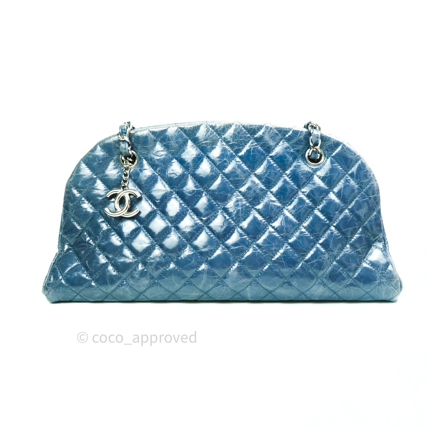 Chanel Mademoiselle Bowling Medium Crumpled Calfskin Leather Silver Hardware
