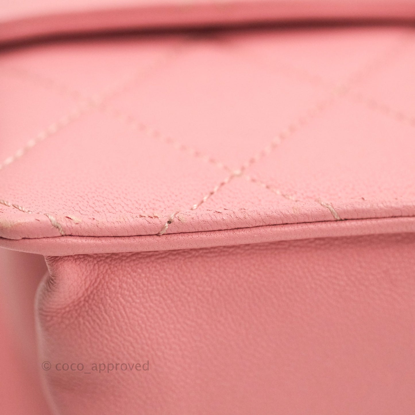 Chanel Large Quilted Lambskin Pearl Chain Flap Bag Pink Aged Gold Hardware