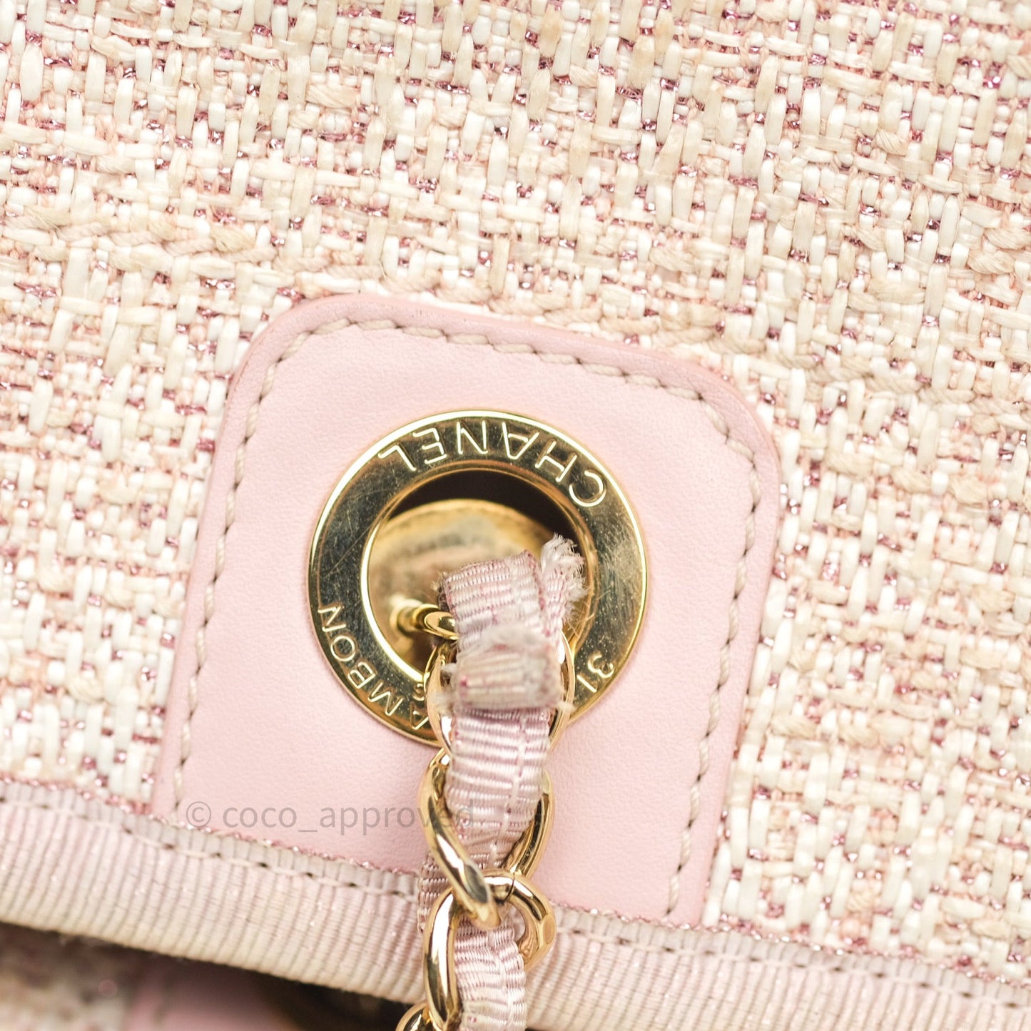 Chanel Canvas Deauville Medium Tote Pink Glittering 19C