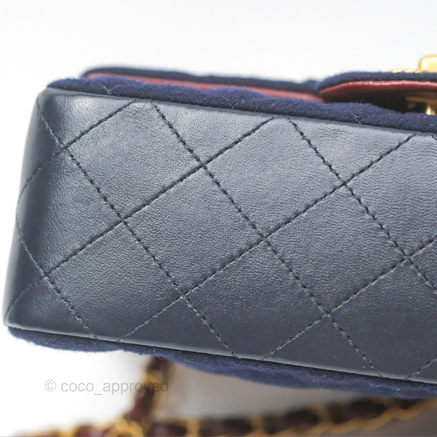 Chanel Paris Hamburg Charms Mini Rectangular Flap Navy Wool Lambskin