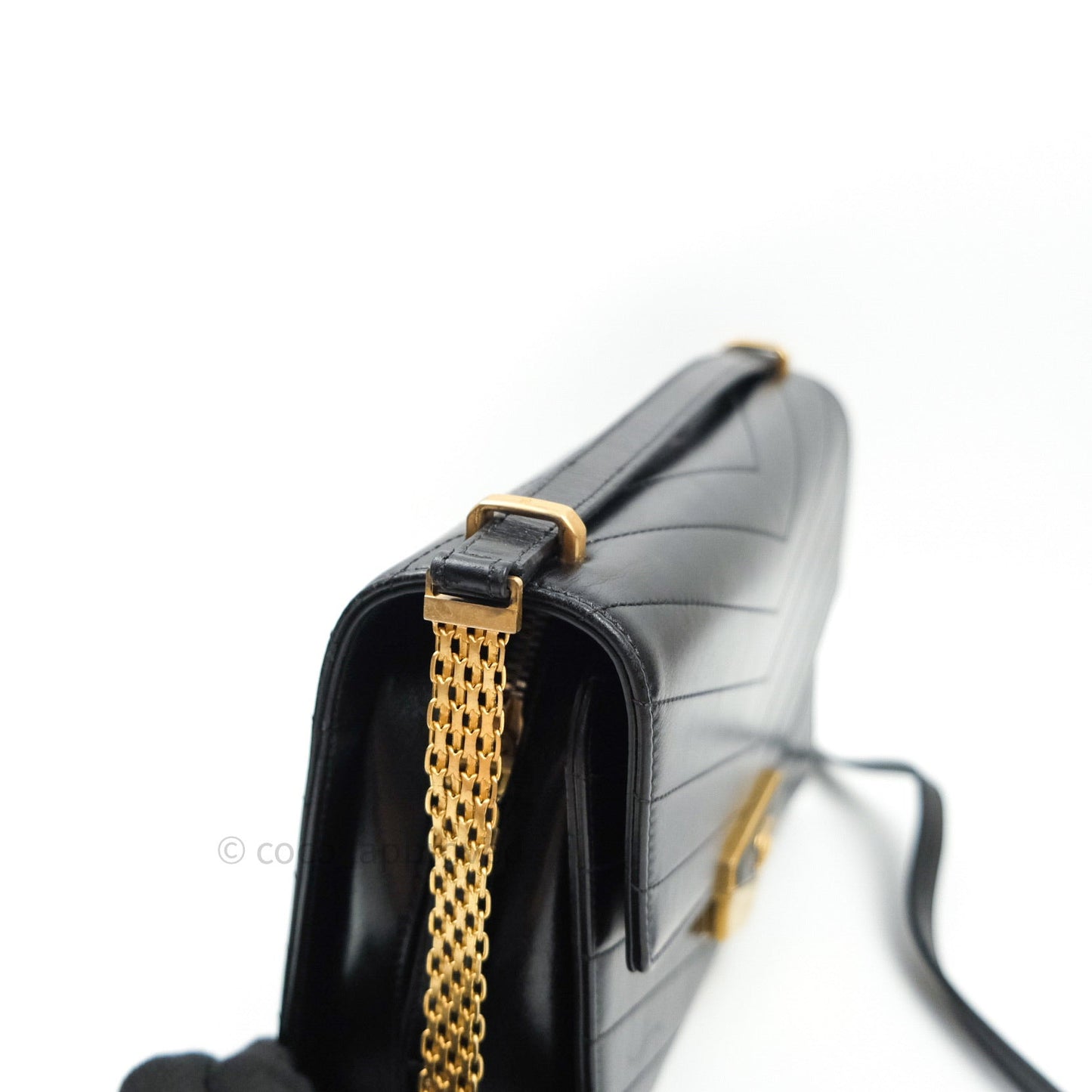 Chanel Chevron Calfskin Medium Medal Flap Black