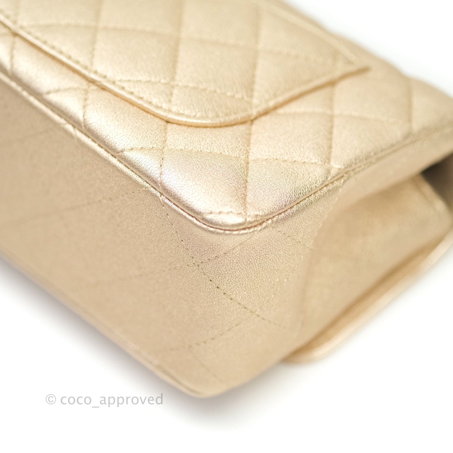 Chanel Quilted Mini Rectangular Iridescent Gold Lambskin Gold Hardware