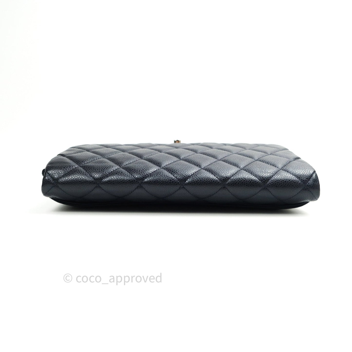 Chanel Quilted Clutch with Chain Dark Navy Caviar Silver Hardware
