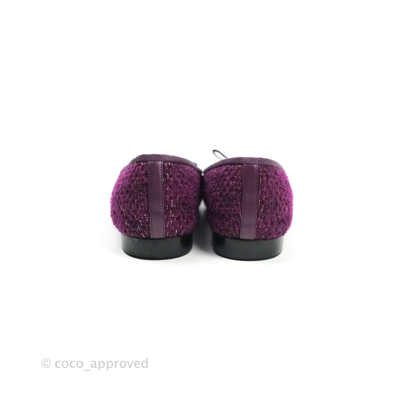Chanel Ballerina CC Tweed Lambskin Purple Size 38 1/2