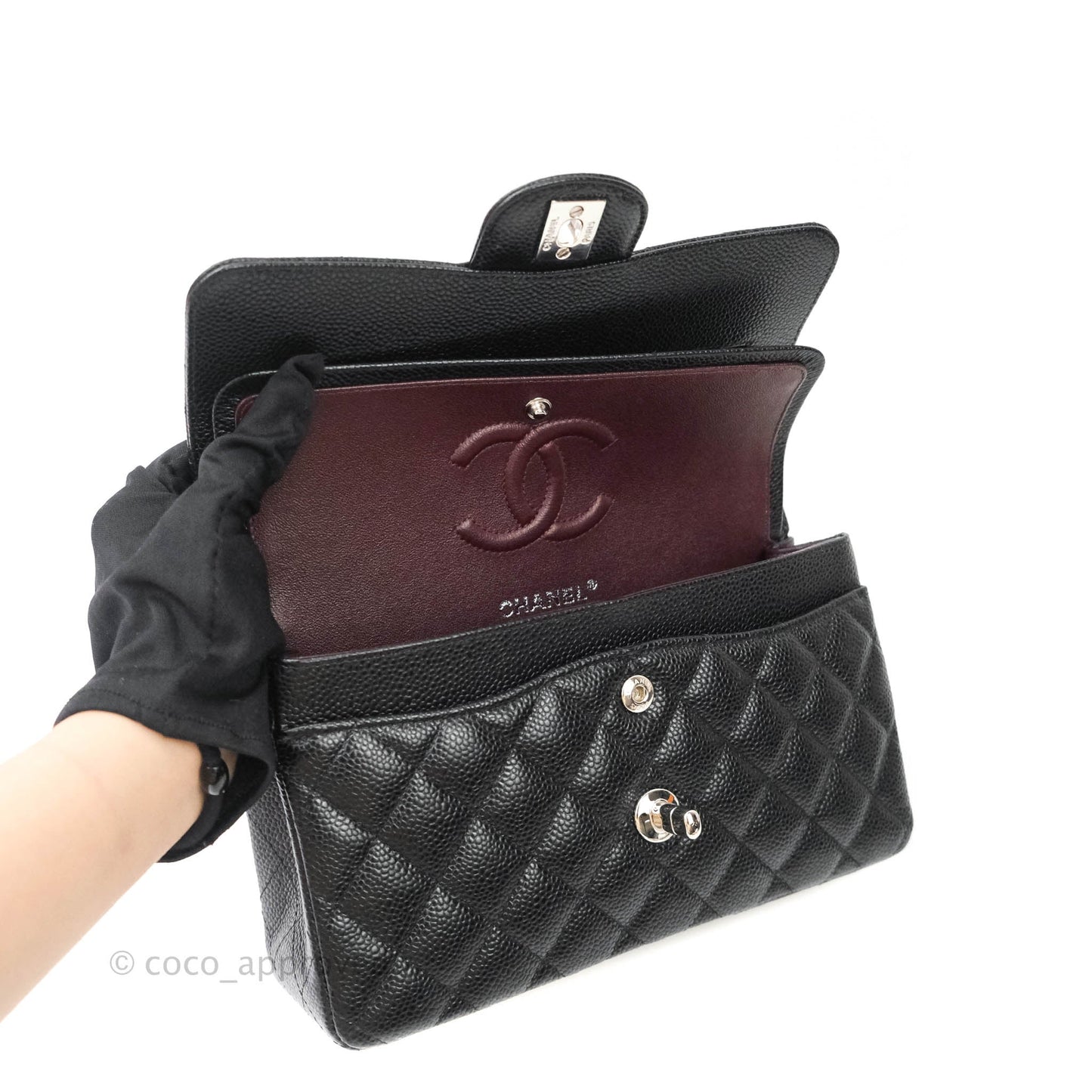 Chanel Classic Small S/M Flap Black Caviar Silver Hardware