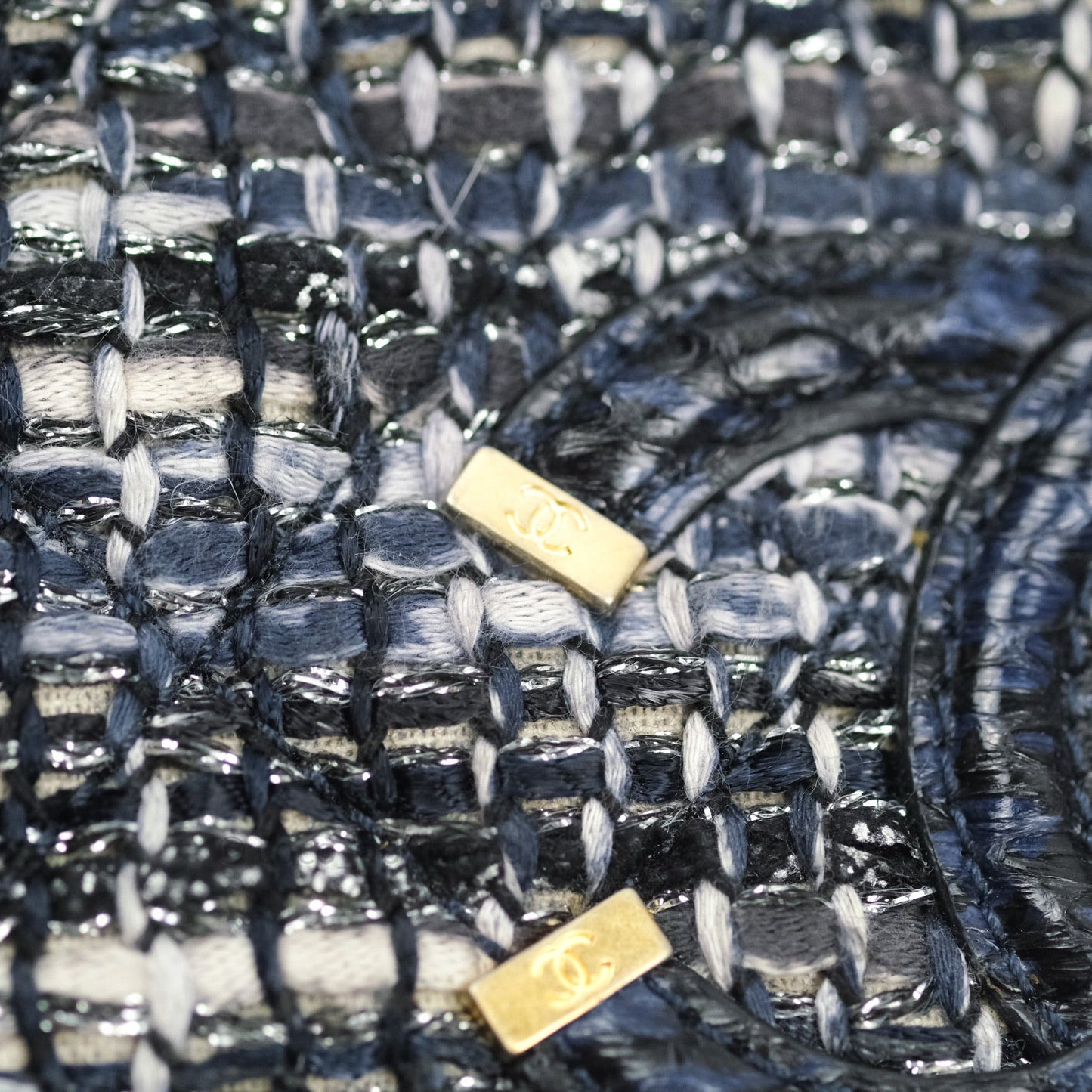 Chanel Quilted Small CC Filigree Flap Blue Tweed With Python 18S