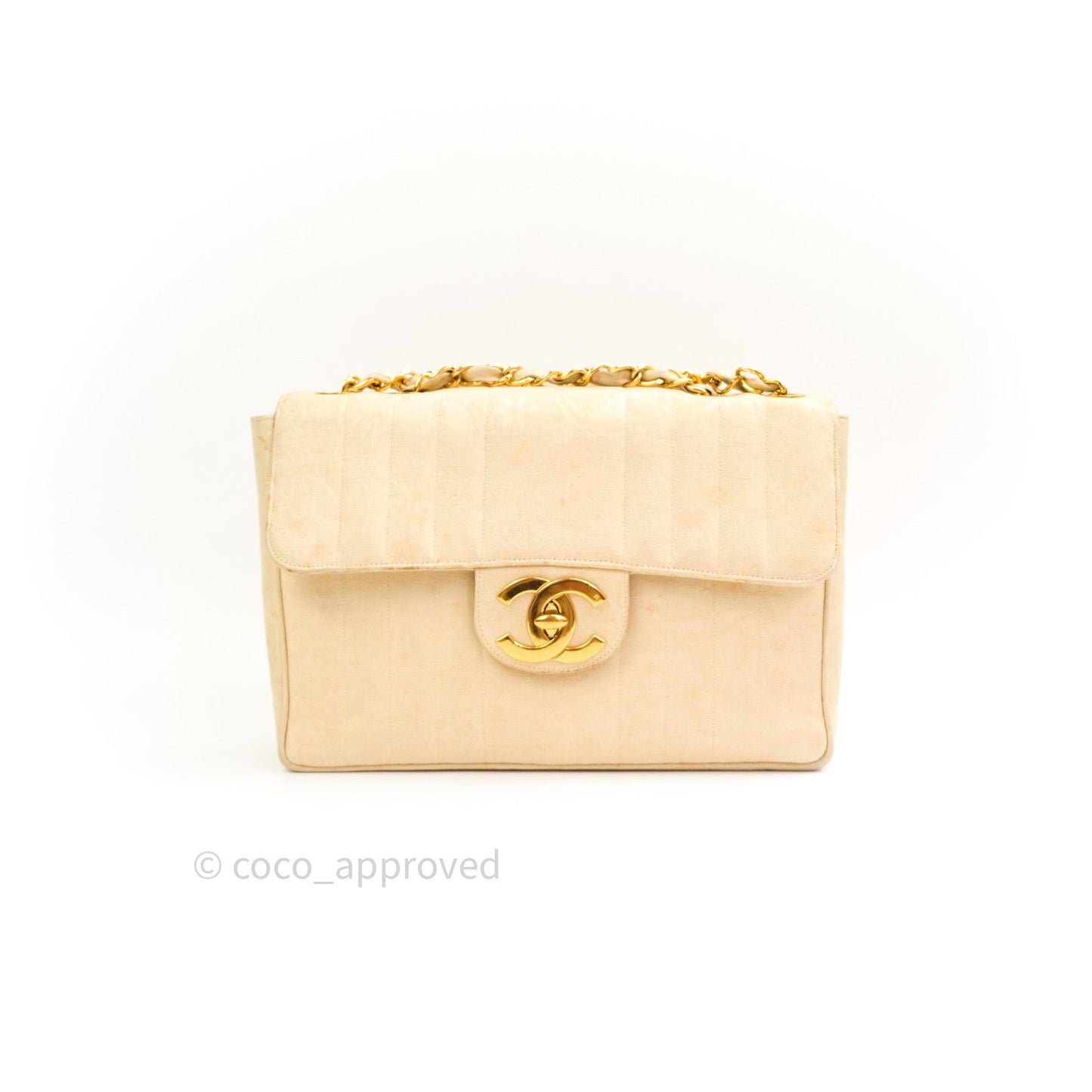 Chanel Vintage XL Jumbo Single Flap Gold Silk 24K Gold Hardware