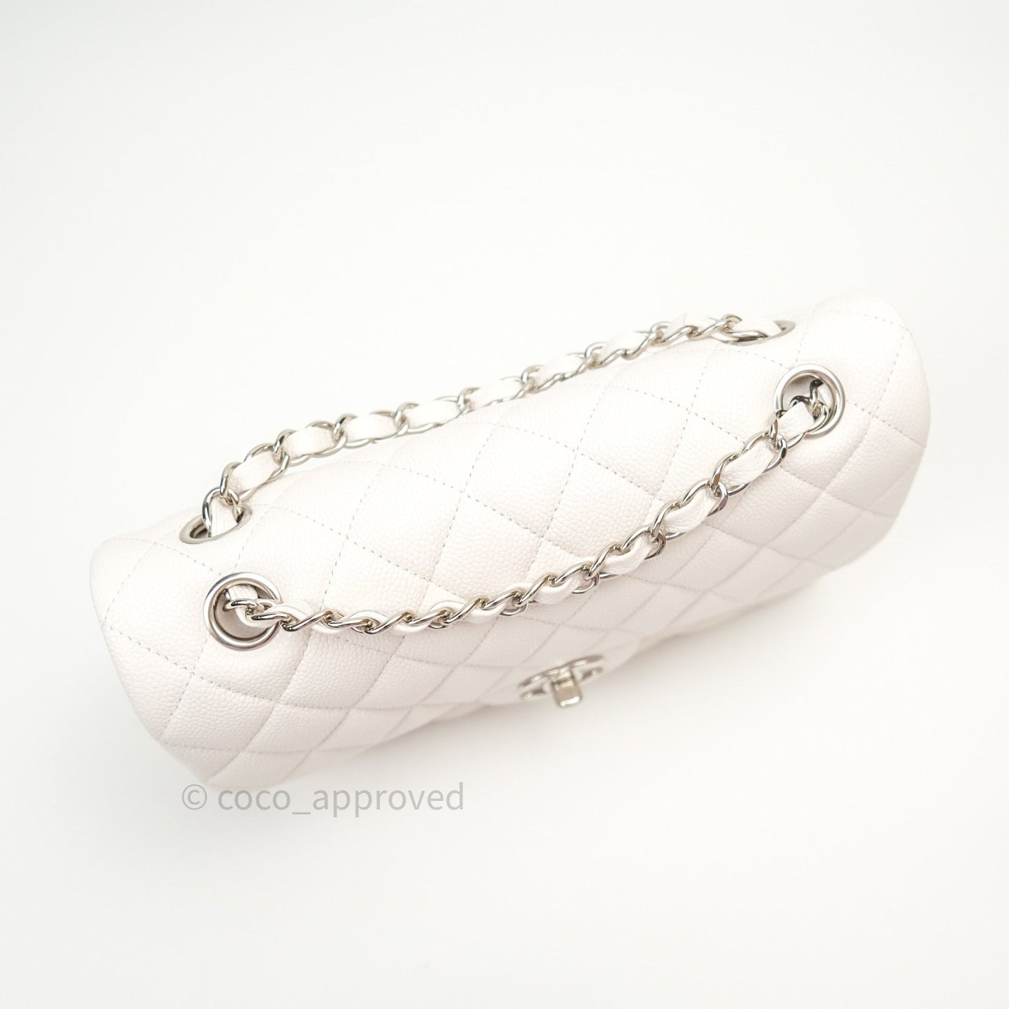 Chanel Classic Small S/M Flap Ivory White Caviar Silver Hardware
