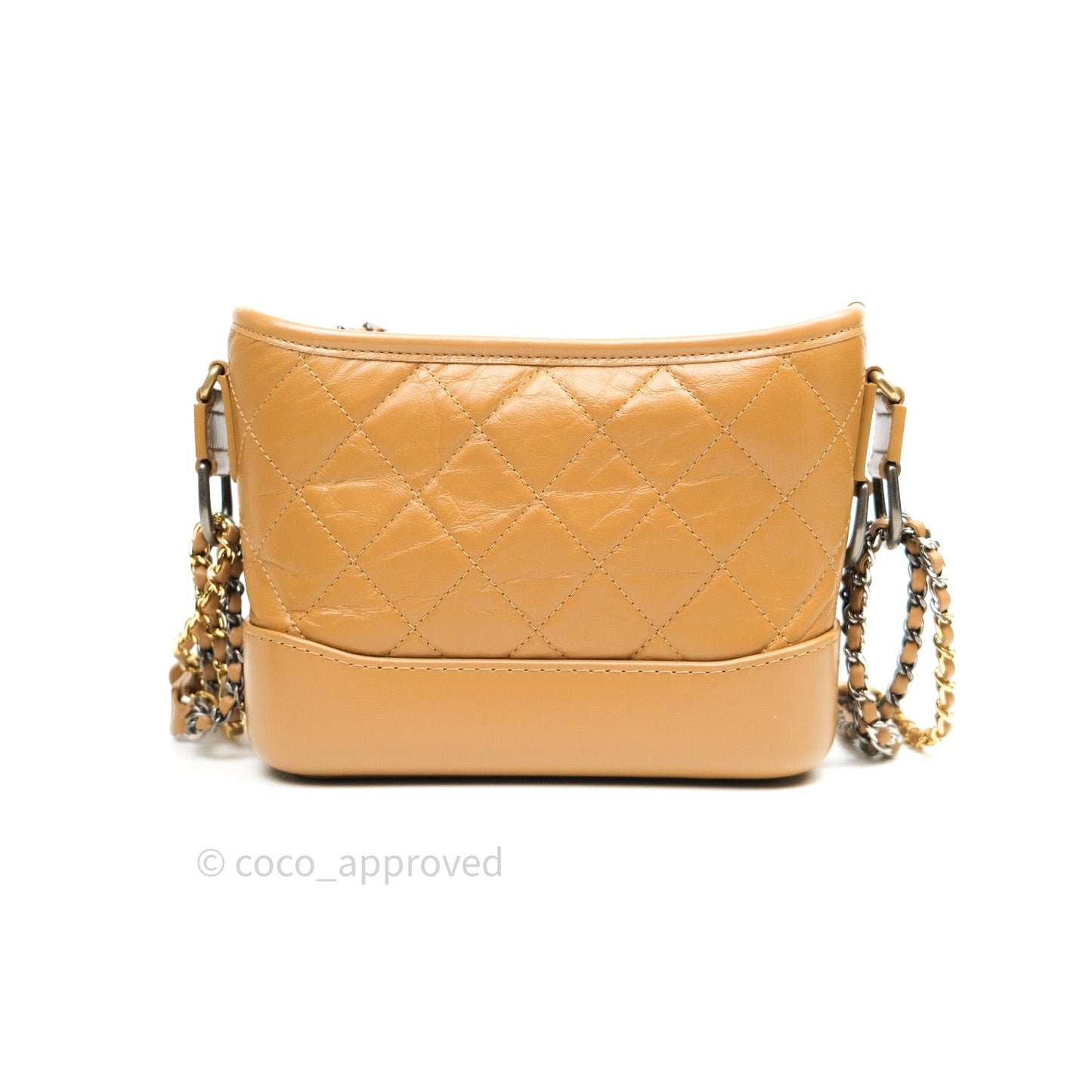 Chanel Calfskin Quilted Small Gabrielle Hobo Dark Beige Mixed Hardware