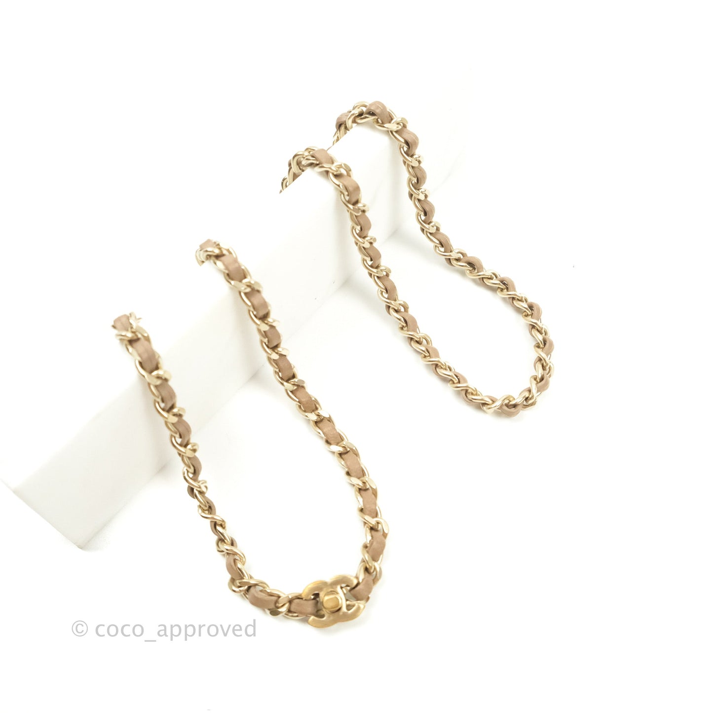Chanel CC Turn lock Ash Brown Lambskin Matte Gold Tone Chain Choker 12P