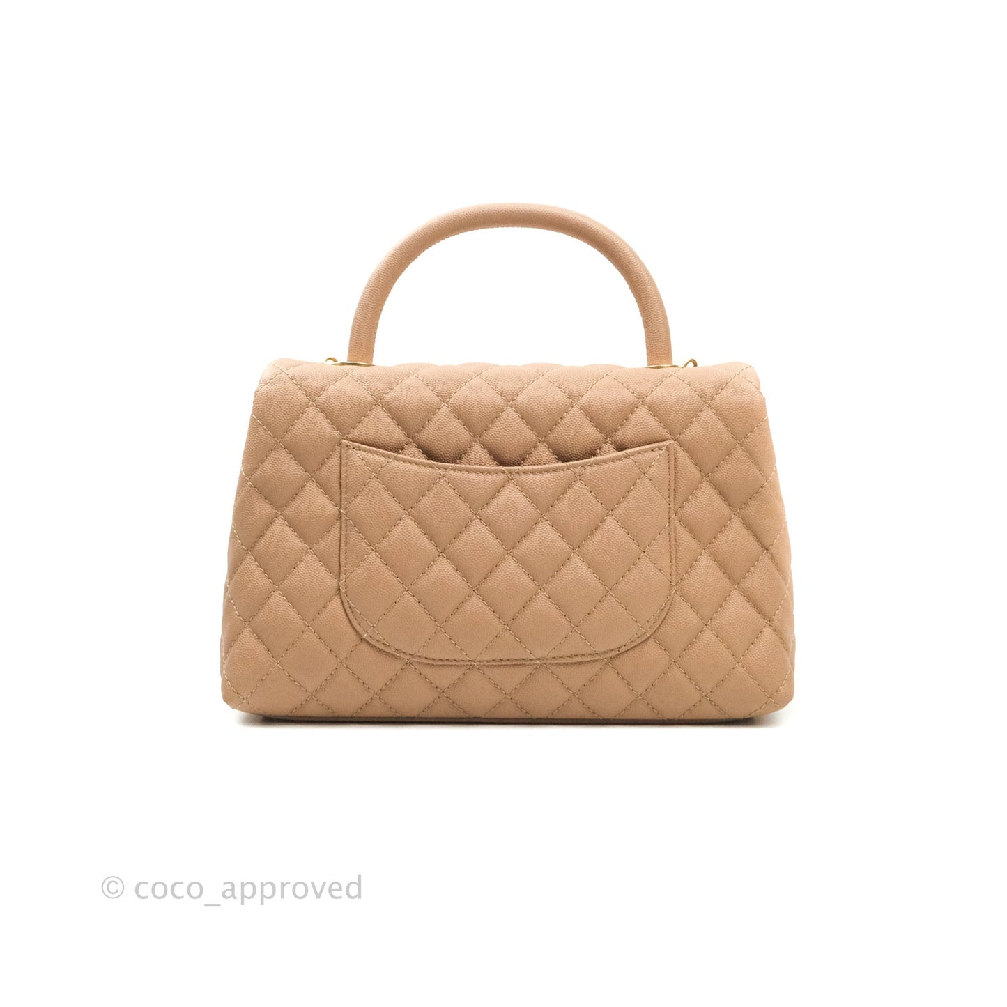 Chanel Small Coco Handle Quilted Beige Caviar Aged Gold Hardware