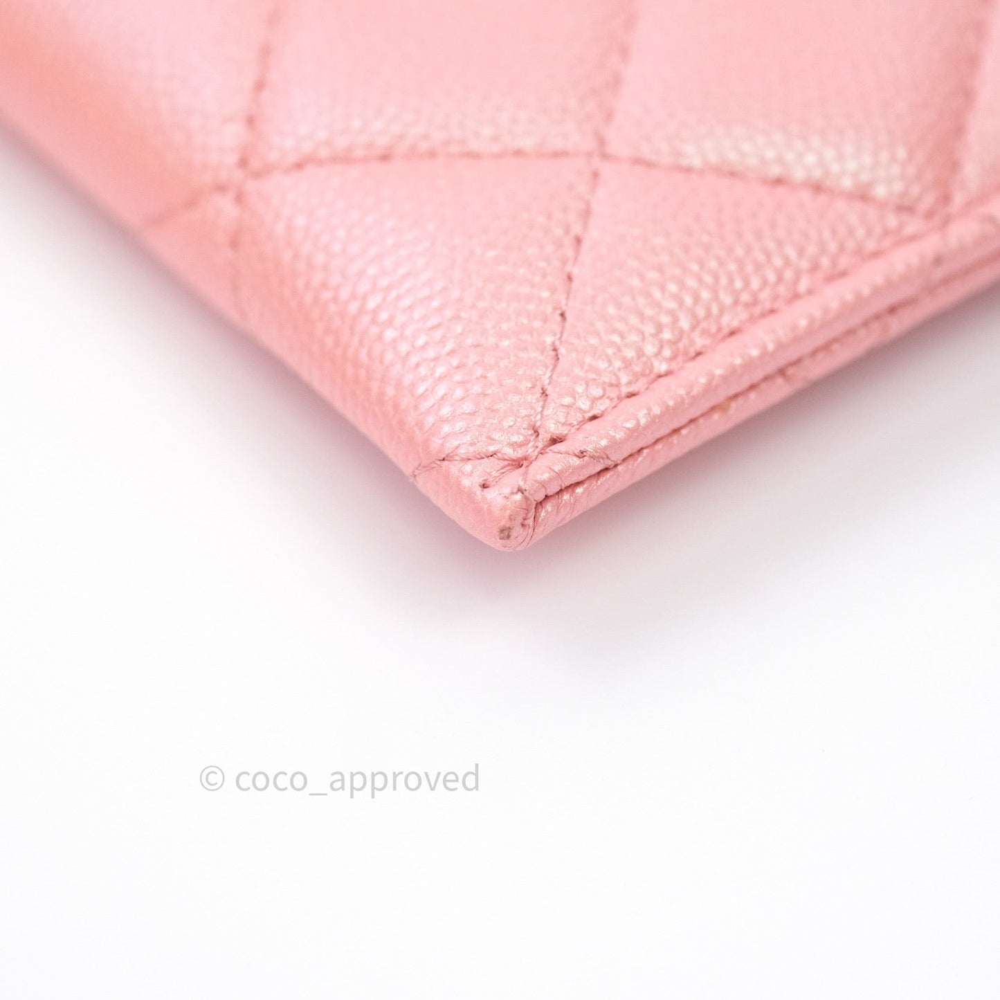 Chanel Iridescent Caviar O Case Phone Case Pouch Card Holder Pink Light Gold Hardware