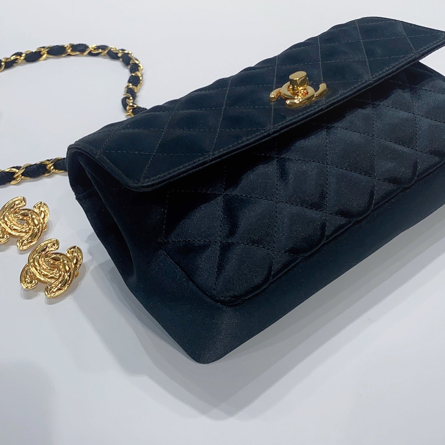 No.3824-Chanel Vintage Satin Mini Flap