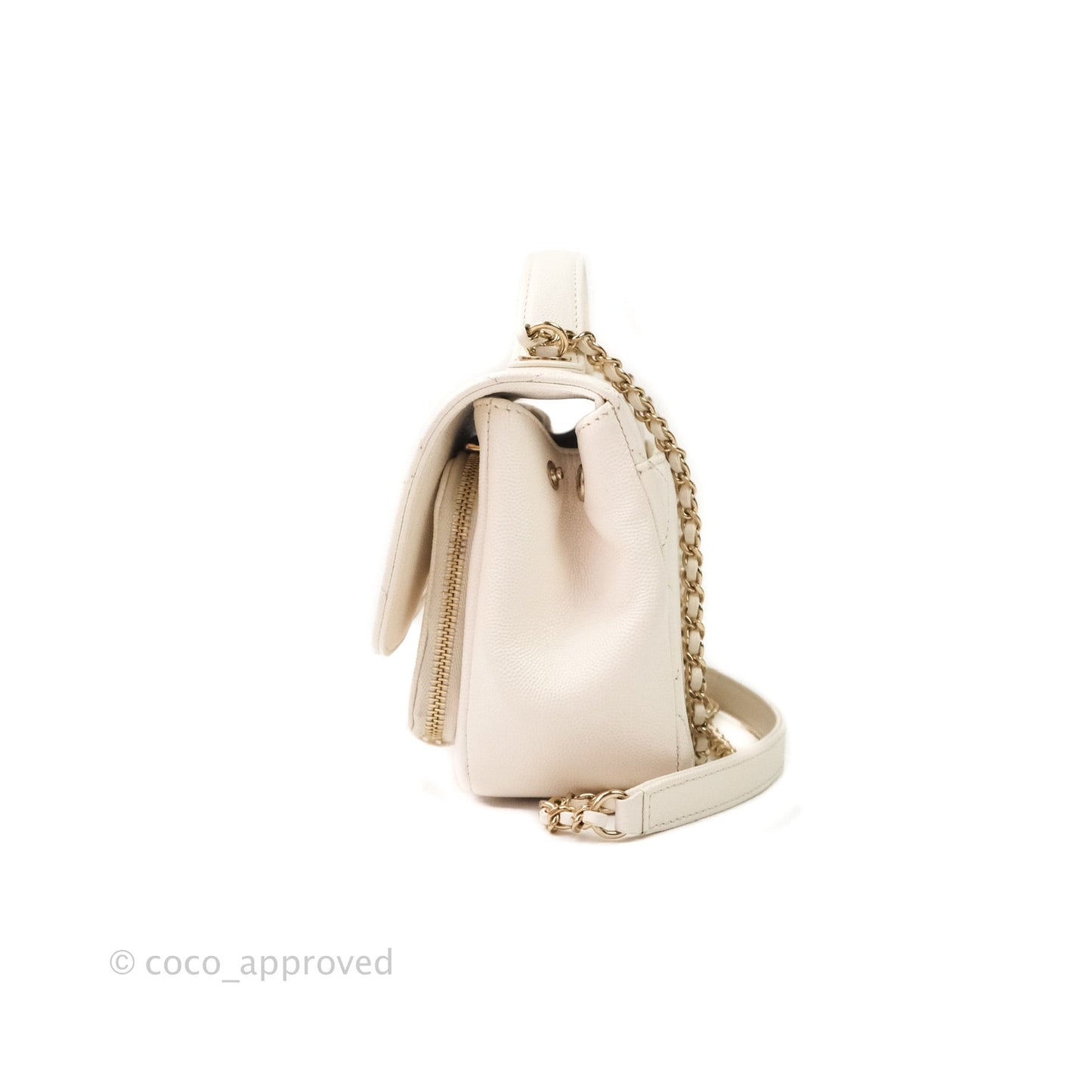 Chanel Quilted Small Business Affinity Flap Ivory Caviar Light Gold Hardware