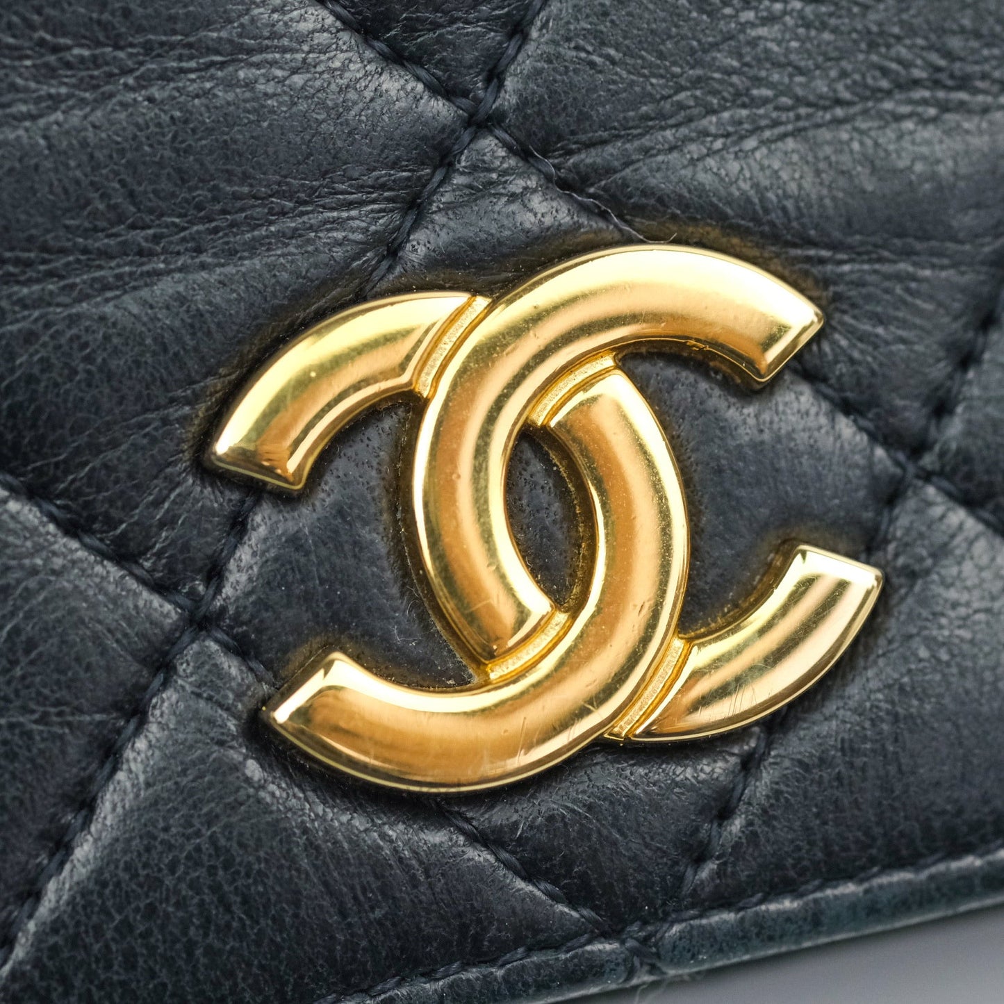 Chanel Vintage Medium Full Flap Black Lambskin 24K Gold Hardware