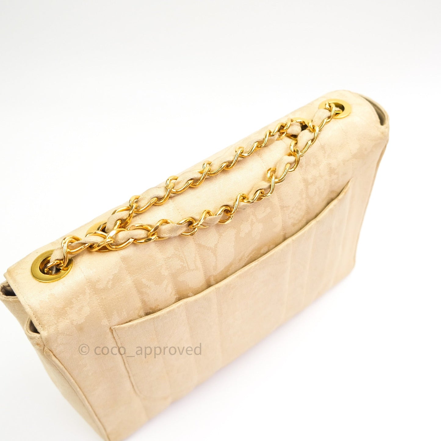 Chanel Vintage XL Jumbo Single Flap Gold Silk 24K Gold Hardware