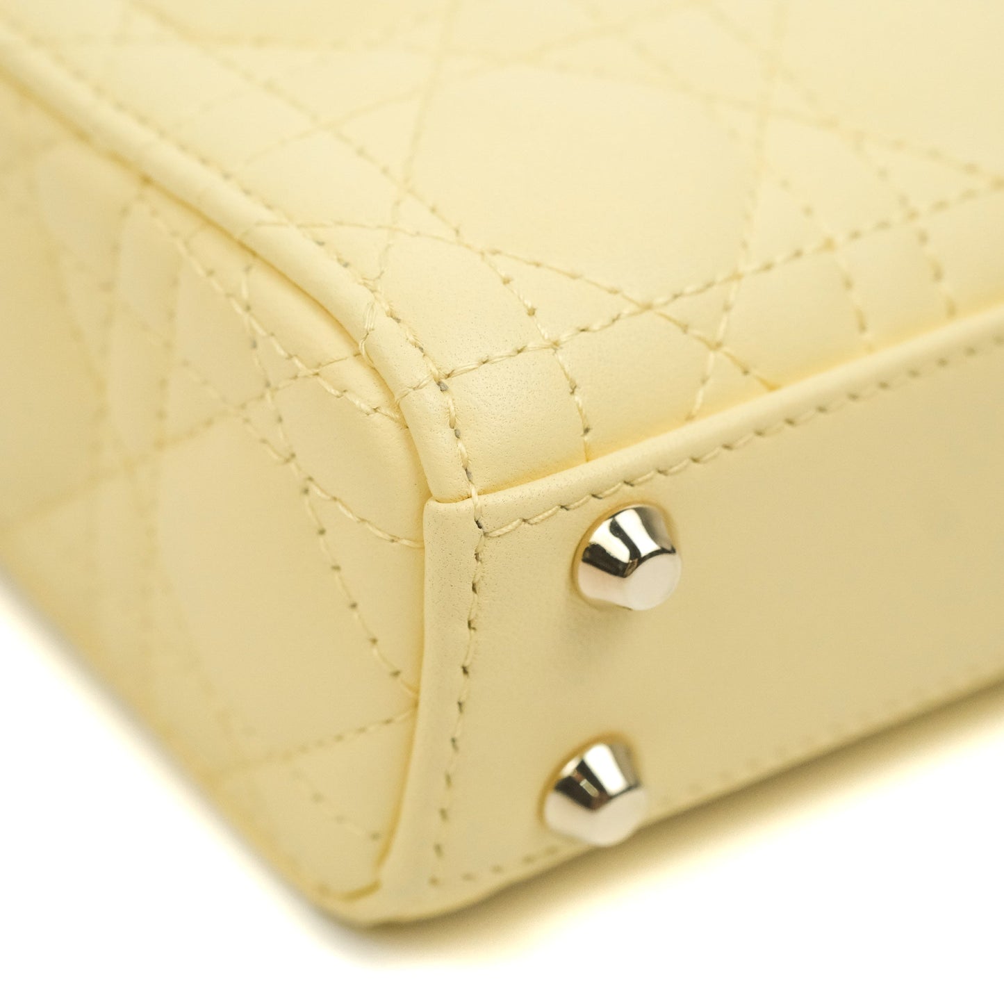Christian Dior Micro Lady Dior Cannage Pale Yellow Lambskin Gold Hardware