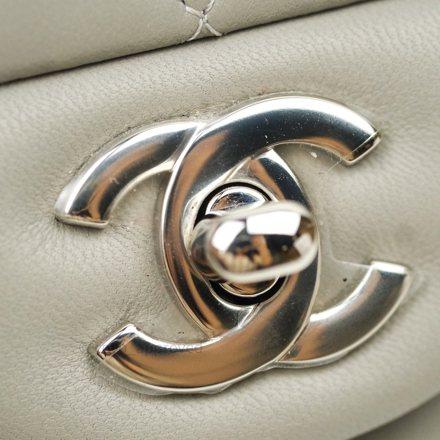 Chanel Mini Square Grey Lambskin Silver Hardware 19B