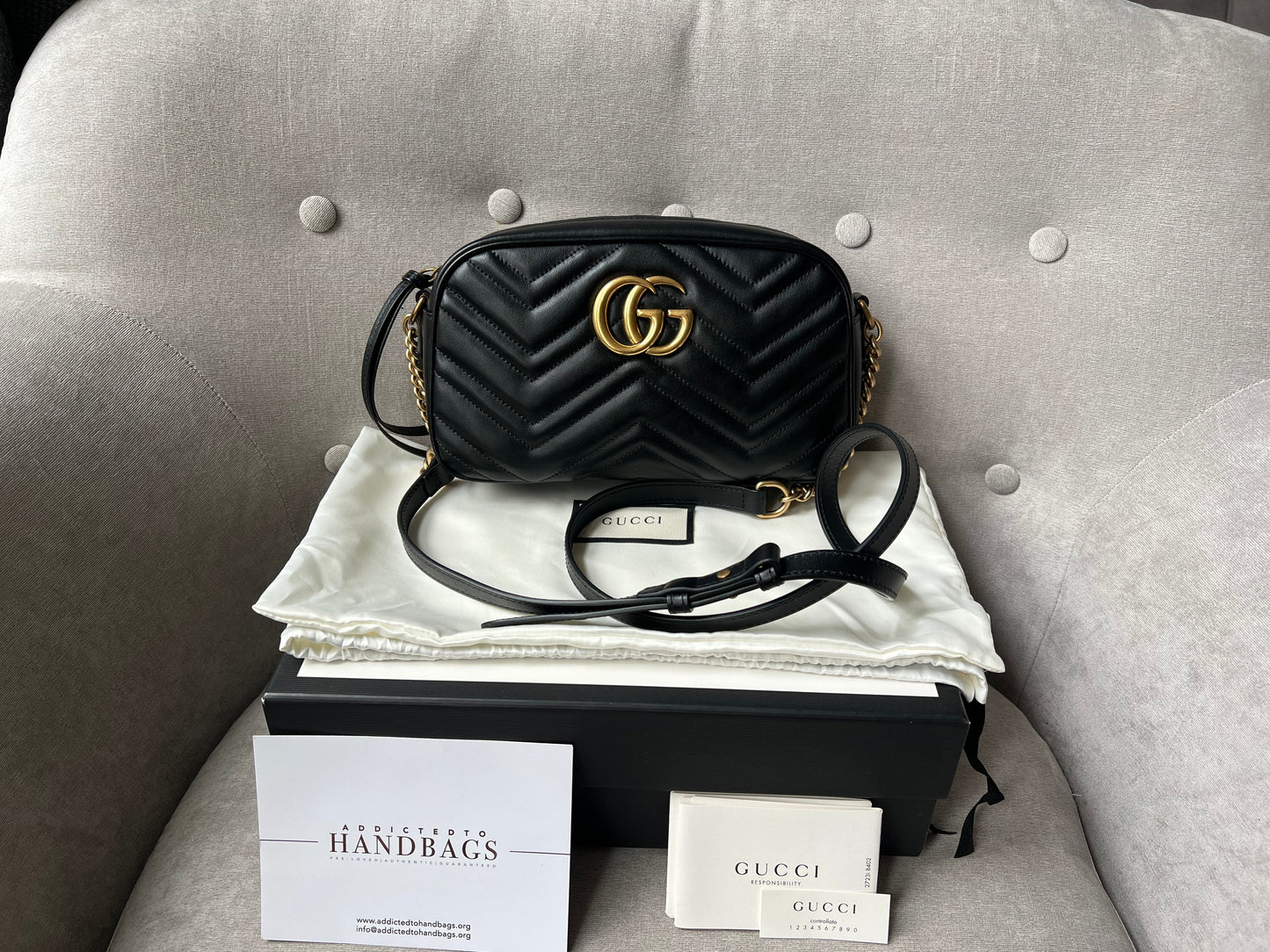 Luxury Gucci GG Black Marmont Small Shoulder Bag