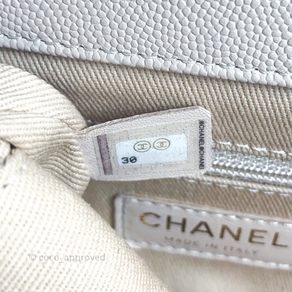 Chanel Quilted Medium Business Affinity Flap Beige Caviar Gold Hardware