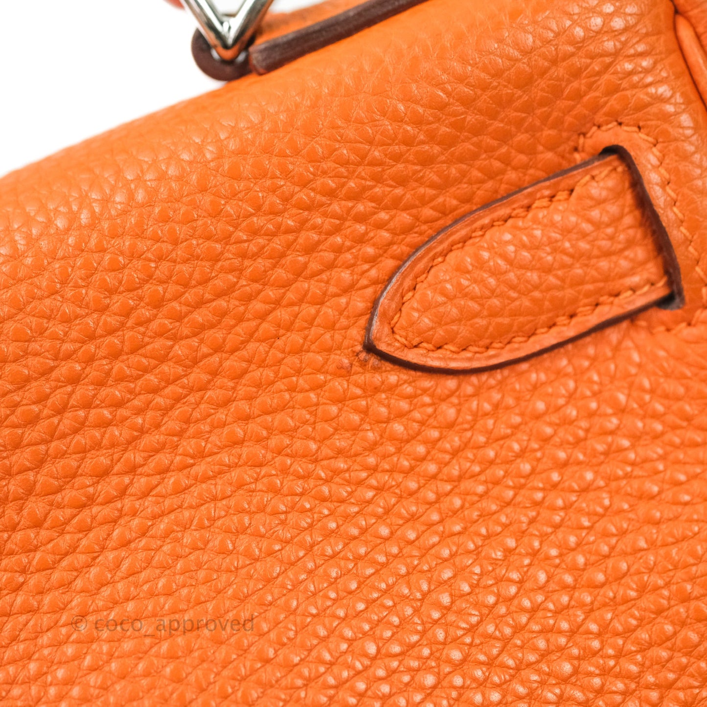 Hermès Kelly 28 Orange Palladium Hardware Togo