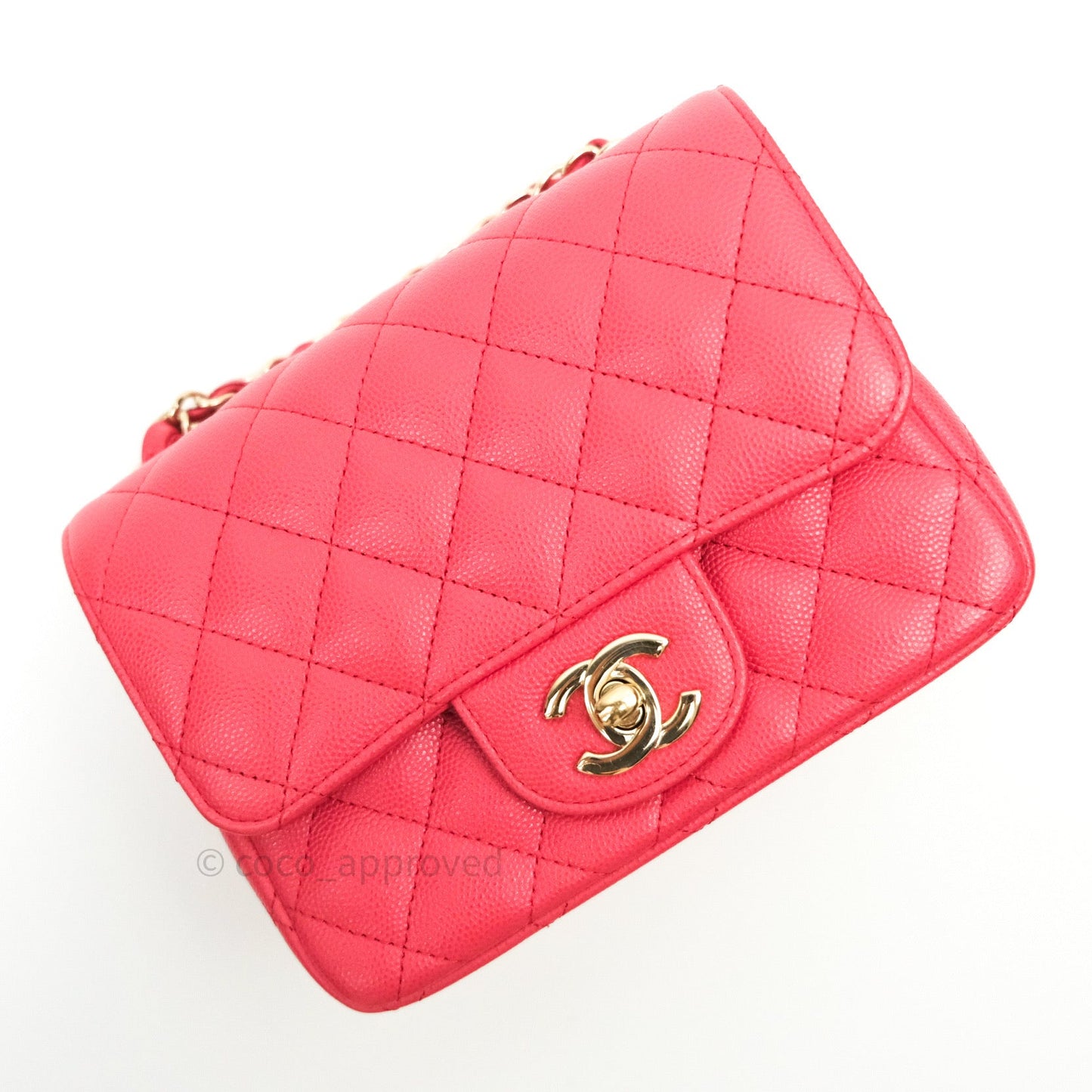 Chanel Mini Square Pink Caviar Gold Hardware 17C
