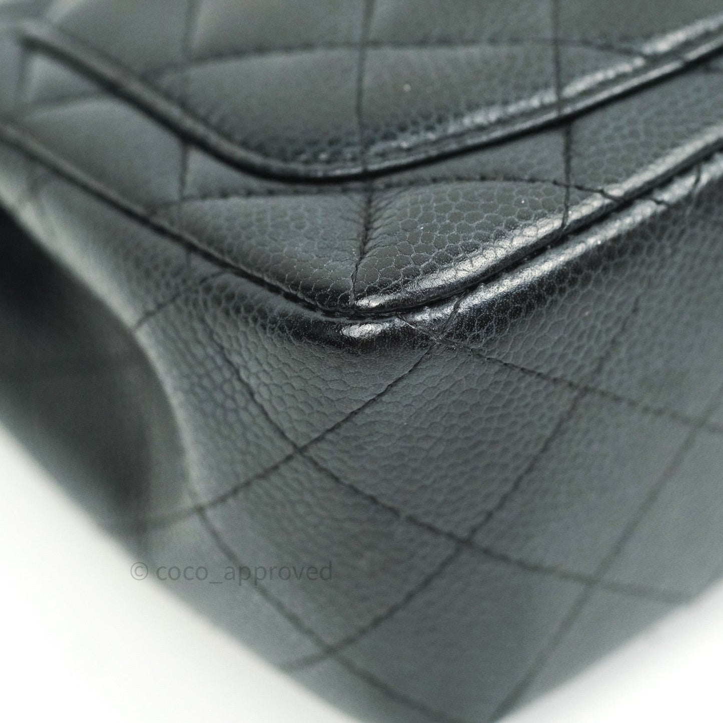 Chanel Mini Square Black Quilted Caviar Ruthenium Hardware