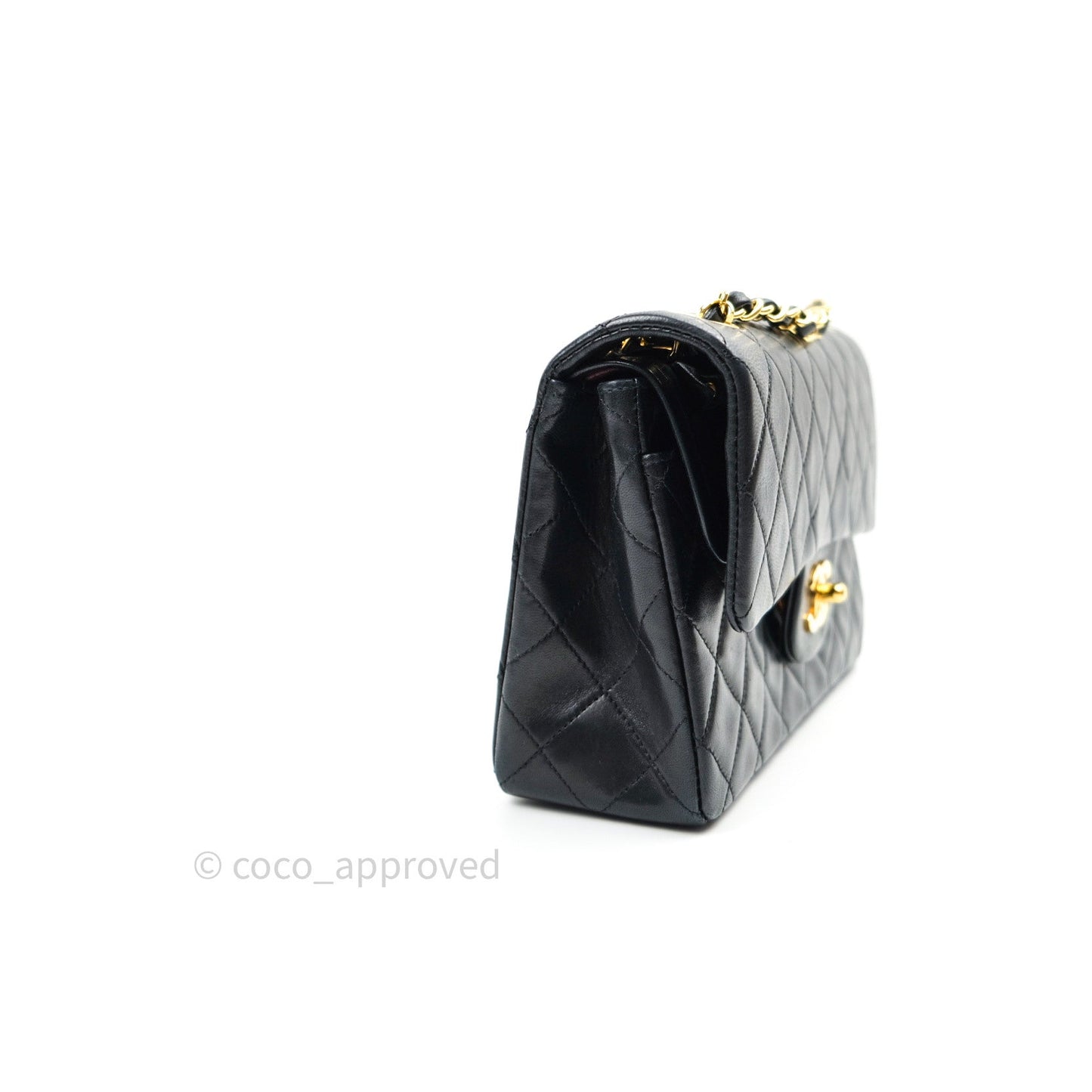 Chanel Vintage Classic Double Flap S/M Small Black Lambskin 24K Gold Hardware