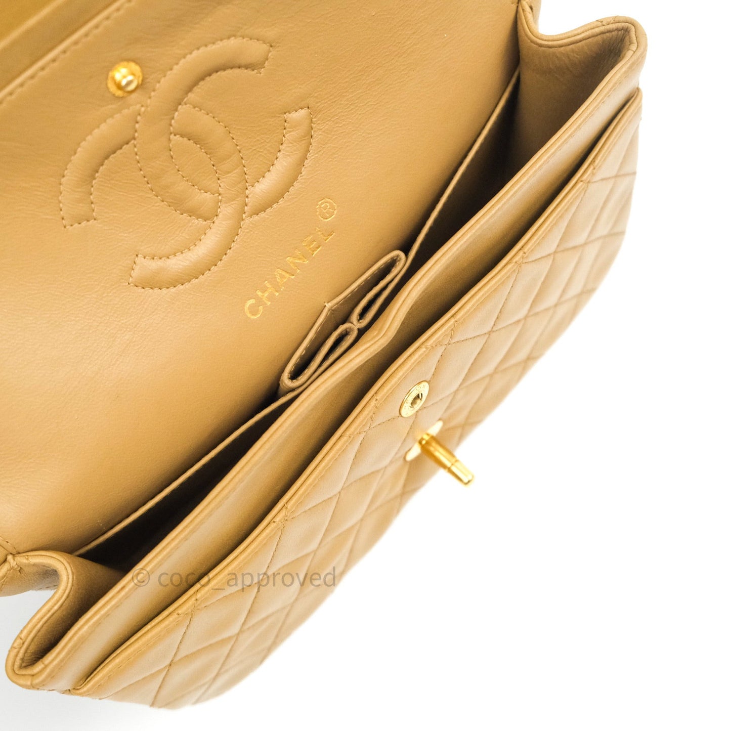 Chanel Classic Vintage Small S/M Flap Beige Lambskin 24K Gold Hardware