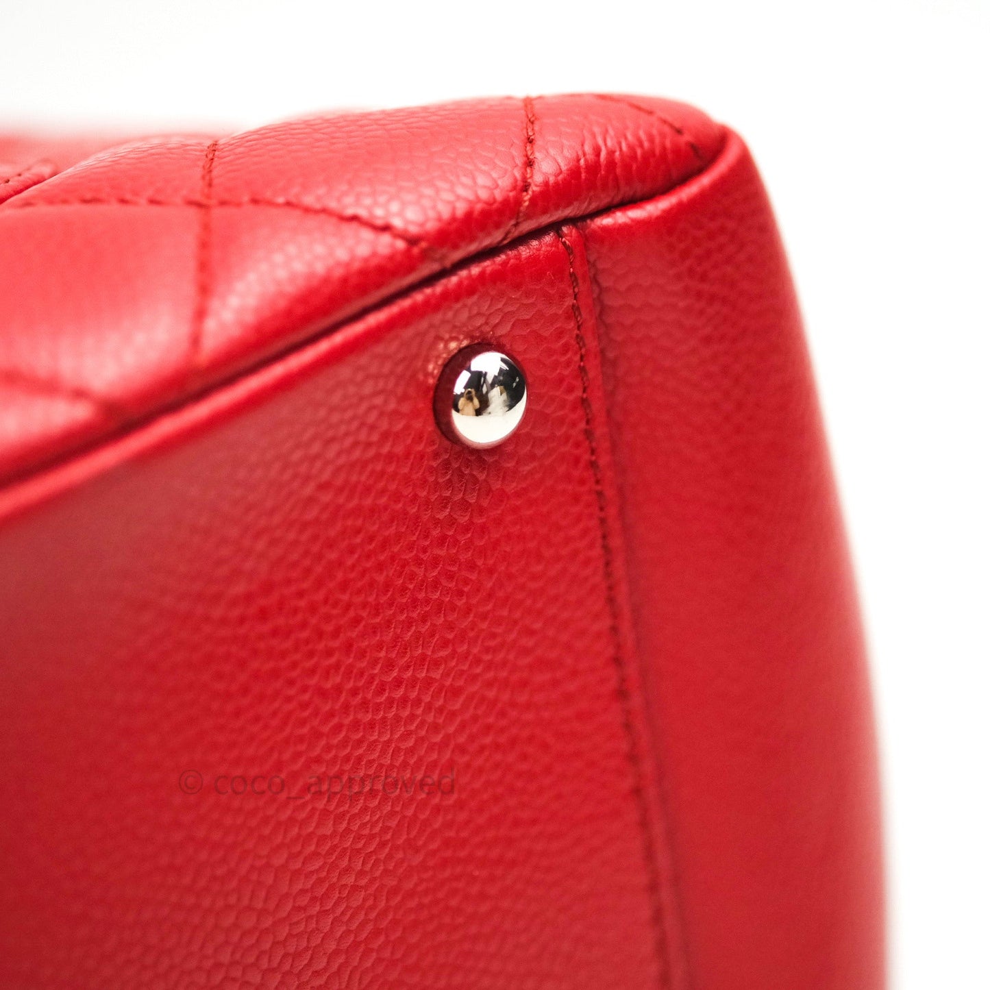Chanel XL Grand Shopping Tote GST Red Caviar Silver Hardware
