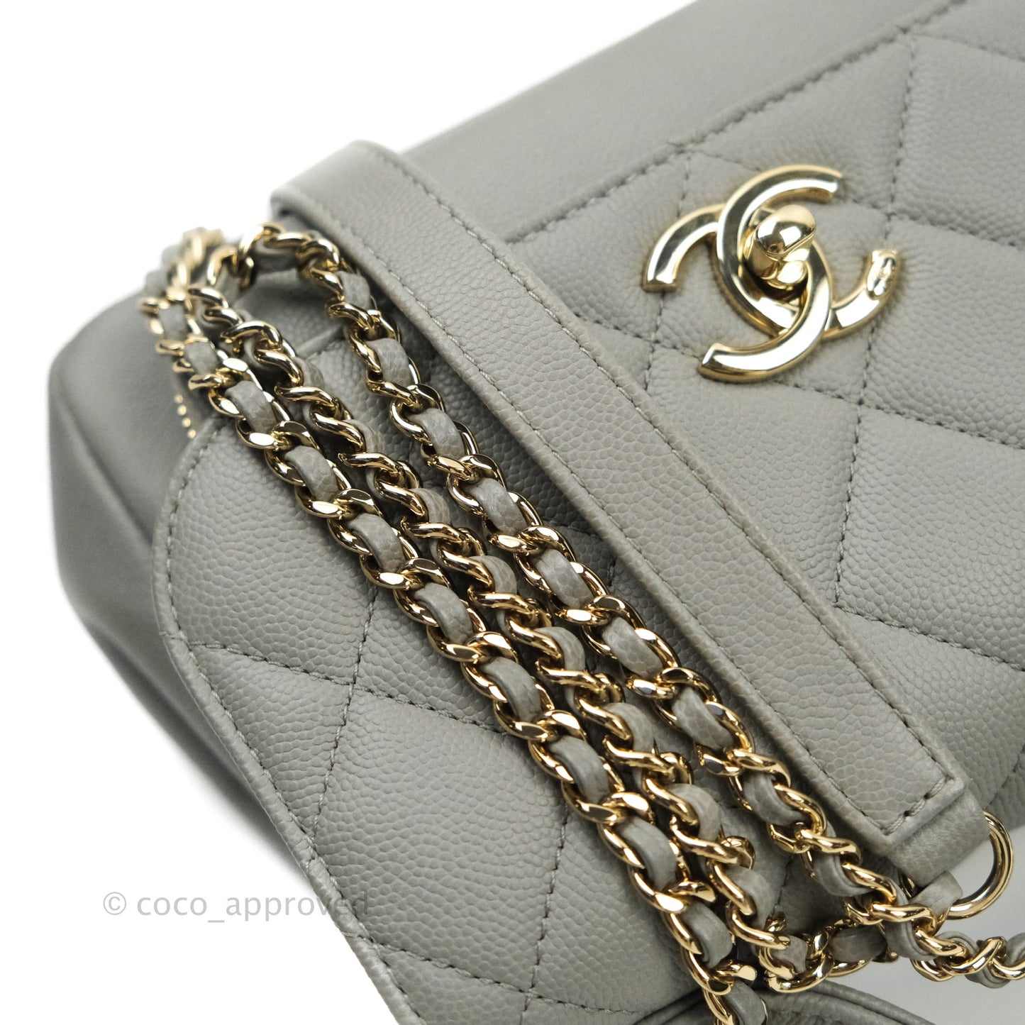 Chanel Quilted Small Business Affinity Flap Grey Caviar Light Gold Hardware