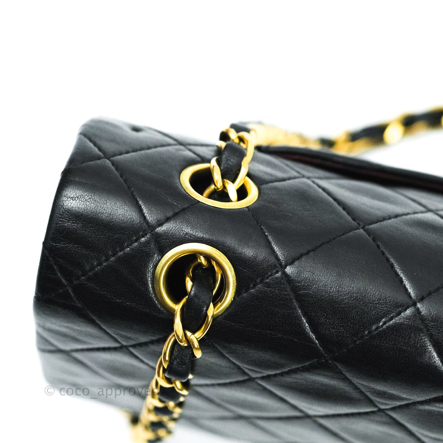 Chanel Vintage M/L Medium Double Flap Bag Black Lambskin 24K Gold Hardware