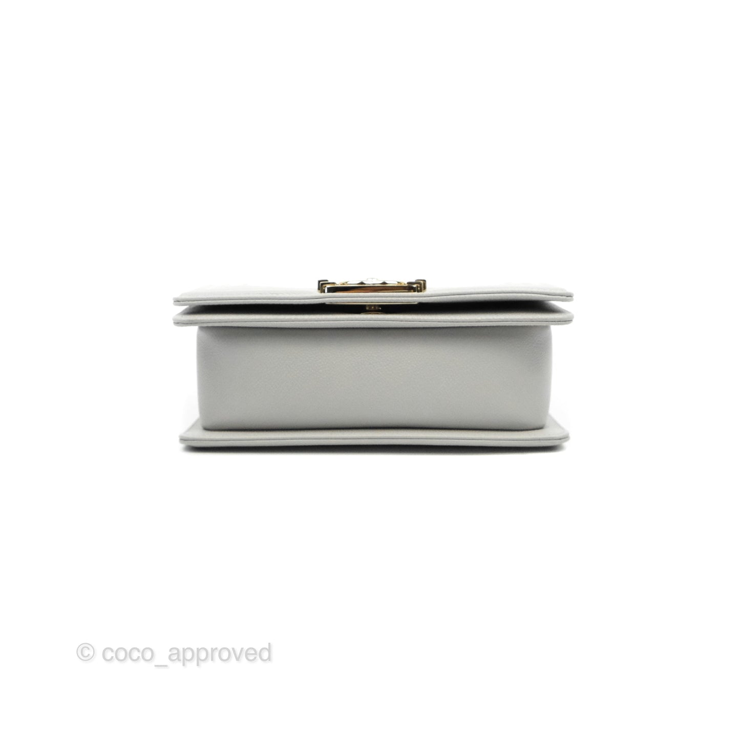 Chanel Small Boy Grey Caviar Gold Hardware