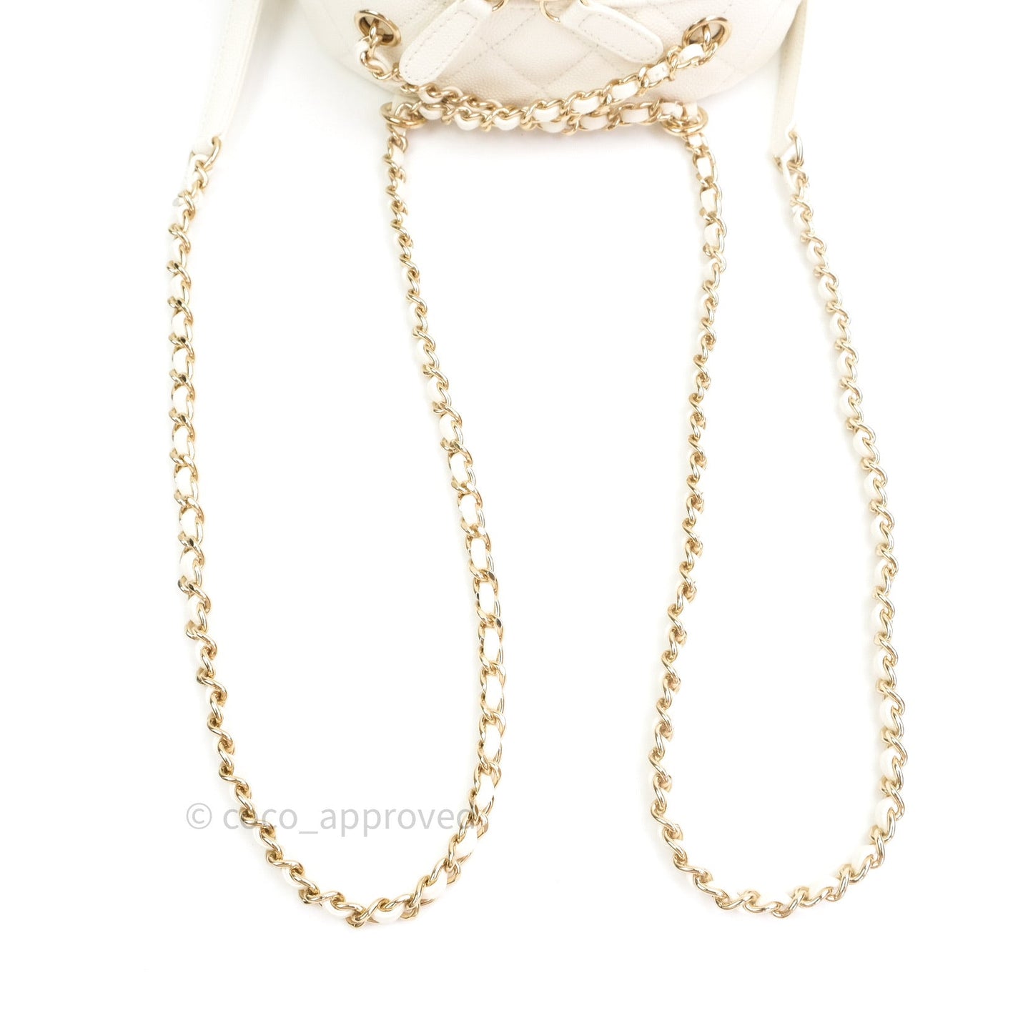Chanel Quilted Small CC Day Backpack Ivory Caviar Light Gold Hardware