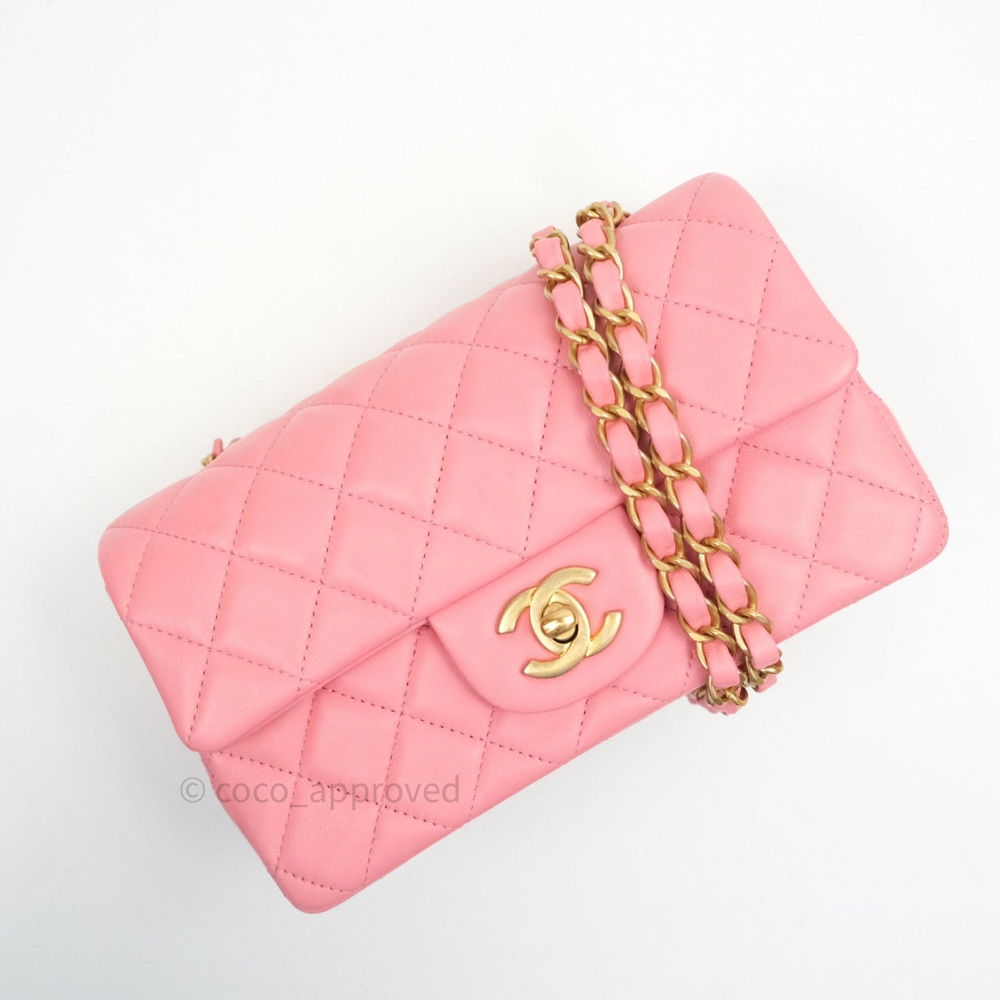 Chanel Quilted Mini Rectangular Pink Lambskin Gold Hardware