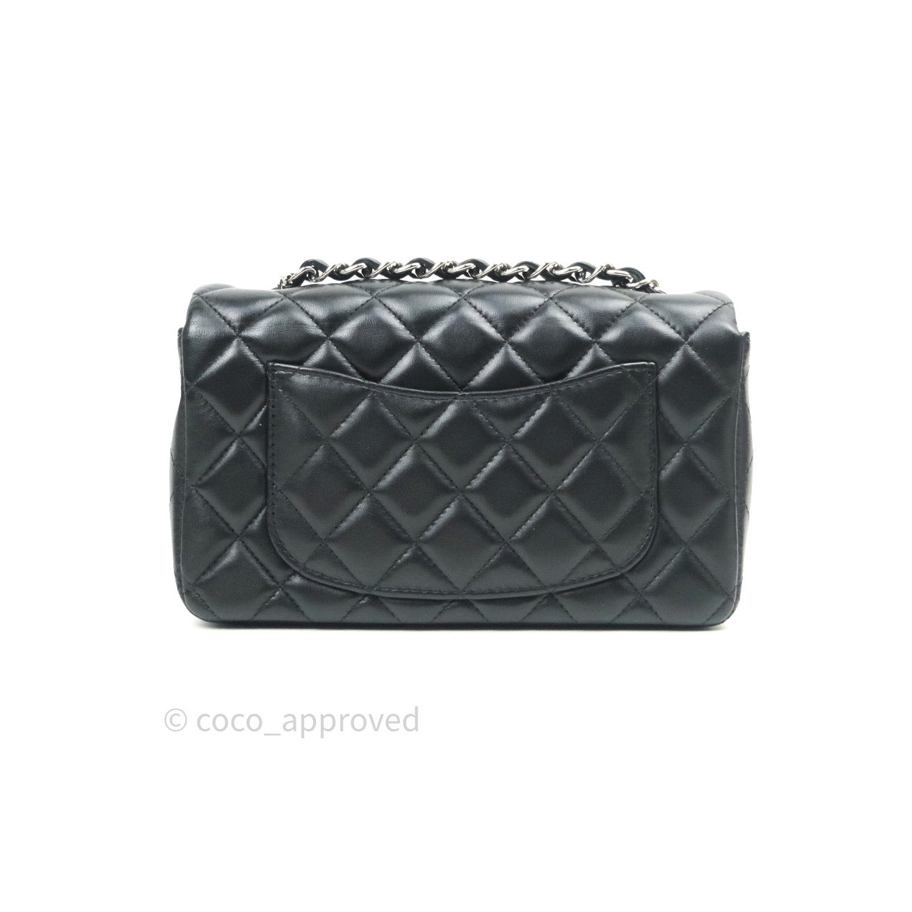 Chanel Quilted Mini Rectangular Black Lambskin Silver Hardware