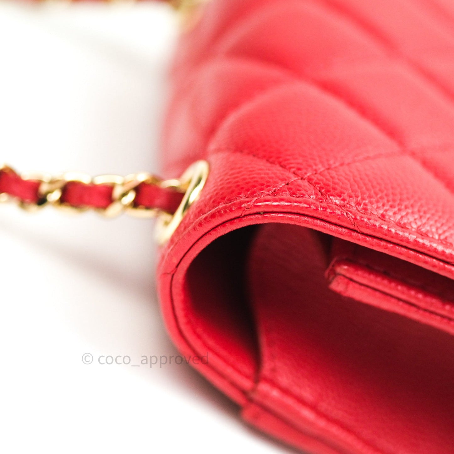 Chanel Classic Red Caviar Gold Hardware Phone Holder