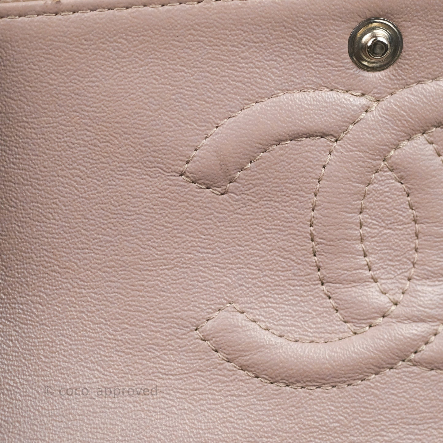 Chanel Classic M/L Medium Flap Quilted Taupe Grey Caviar Silver Hardware