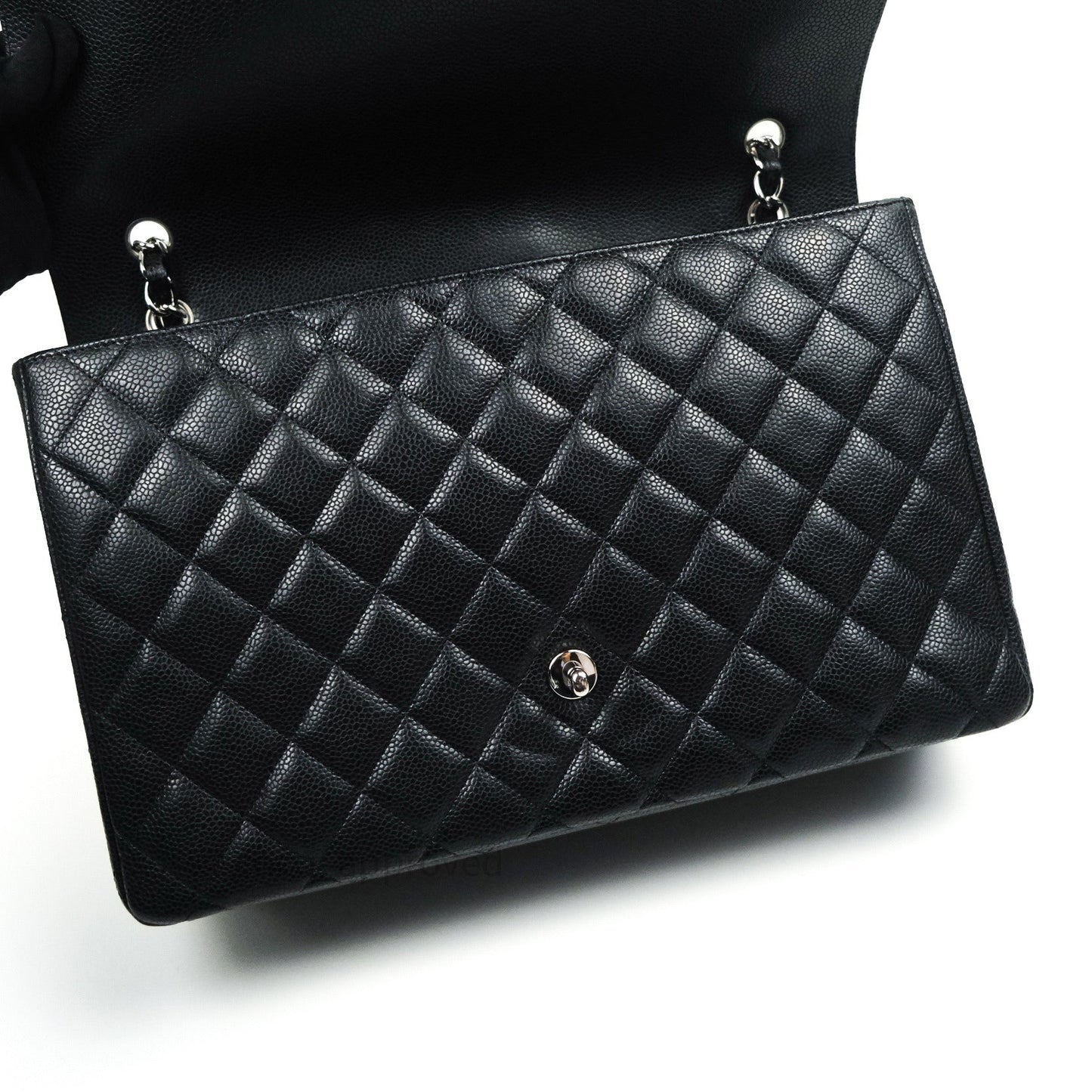 Chanel Classic Maxi Single Flap Quilted Black Caviar Silver Hardware