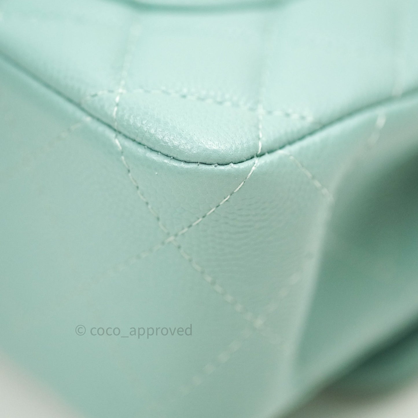 Chanel Classic Small S/M Flap Tiffany Blue Caviar Light Gold Hardware