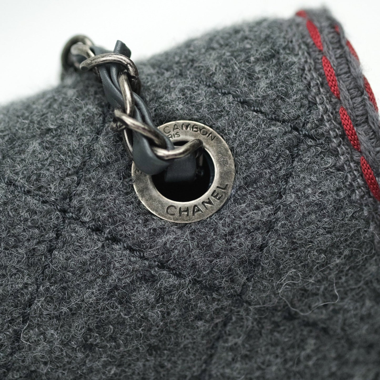 Chanel Jumbo Wool Flap Bag with Braid And Edelweiss in Grey