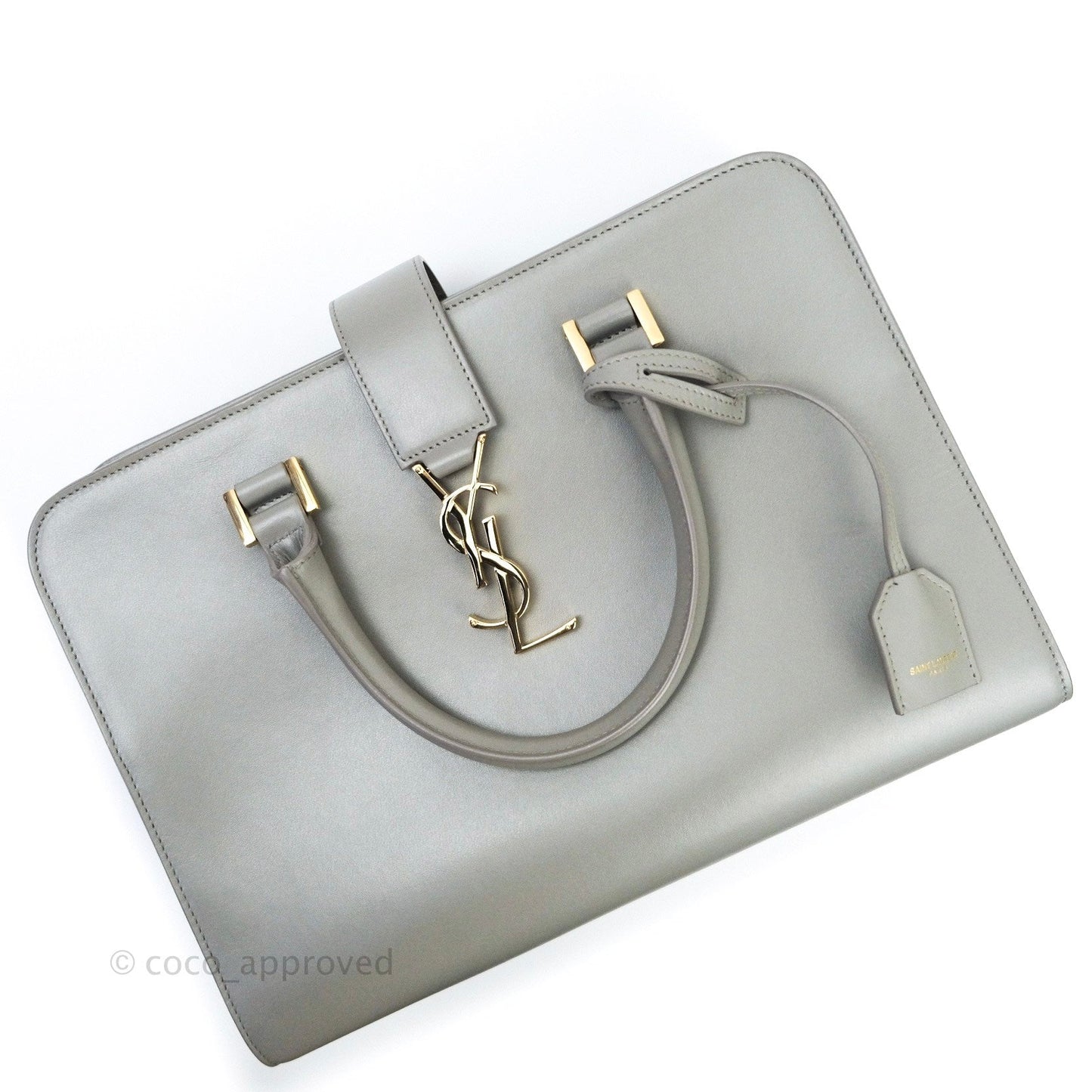Saint Laurent Calfskin Monogram Cabas Fog