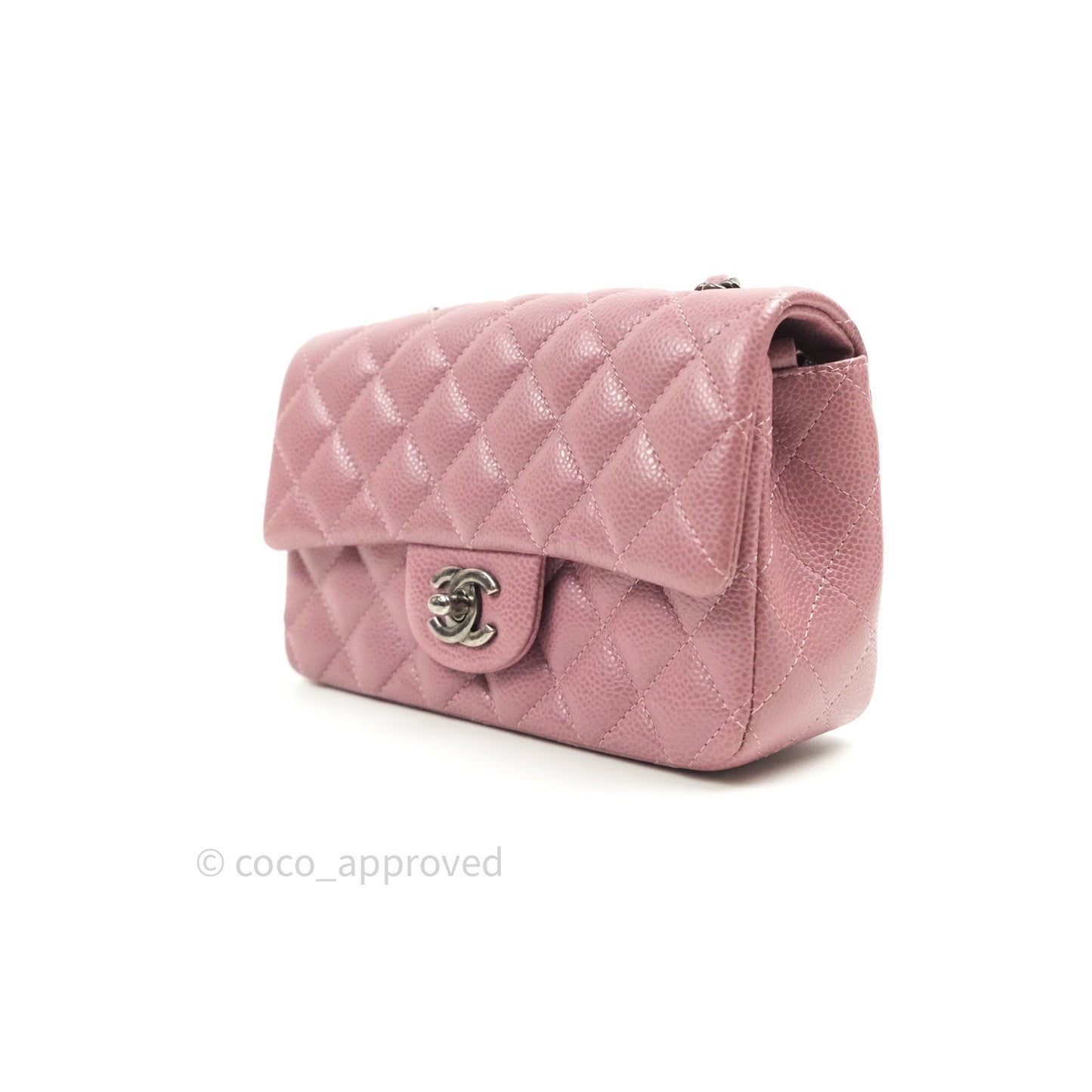 Chanel Quilted Mini Rectangular Mauve Pink Caviar Ruthenium Hardware