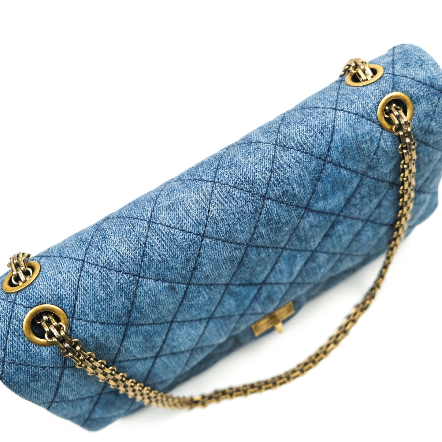 Chanel Reissue Quilted Denim Dark Blue Gold Hardware 226