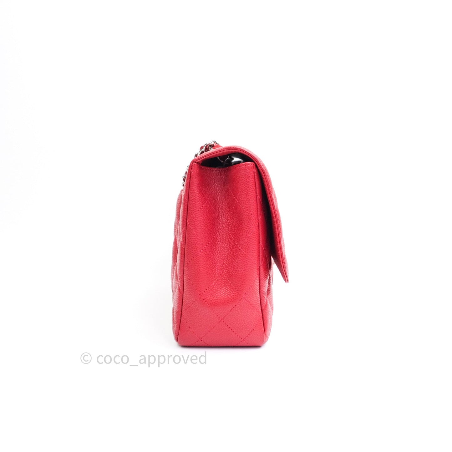 Chanel Jumbo Single Flap Red Caviar Silver Hardware⁣⁣