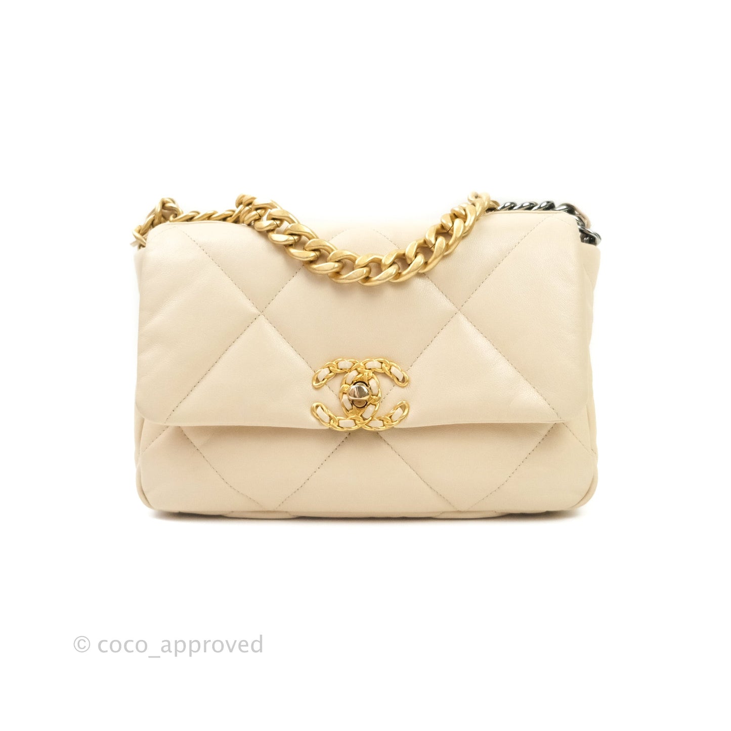Chanel 19 Small Beige Goatskin Mixed Hardware
